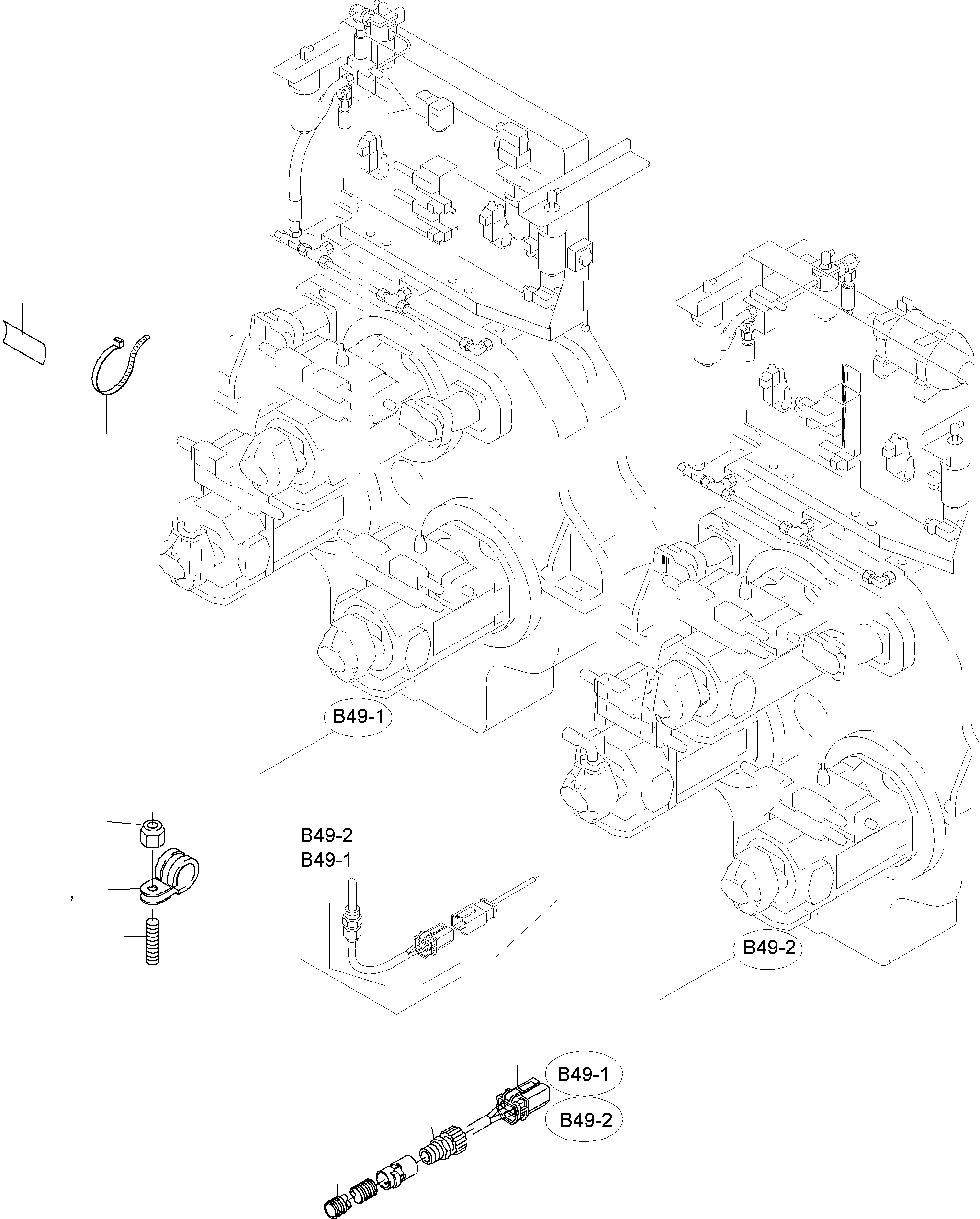 Komatsu parts book diagram for PC5500-6 S/N 15024: CABLES - PUMP DISTRIBUTOR GEAR