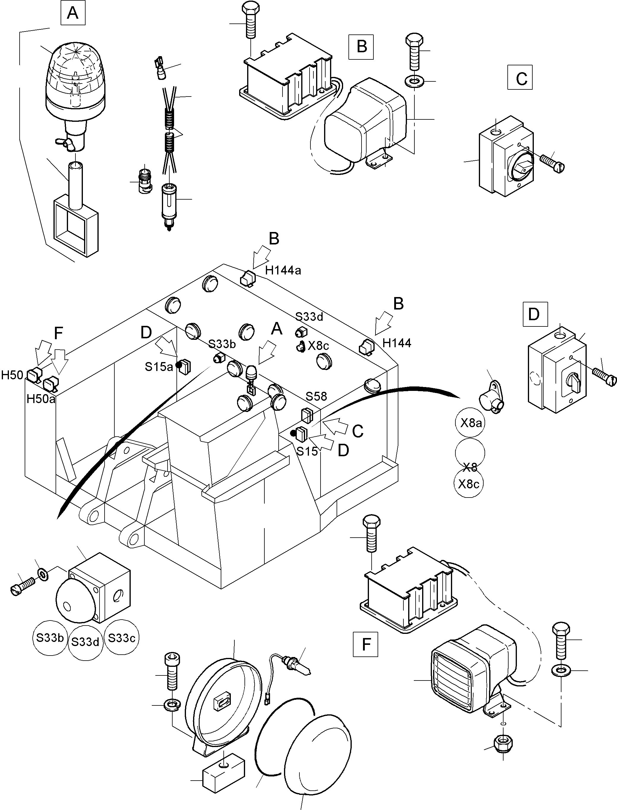Komatsu parts book diagram for PC5500-6 S/N 15024: LIGHTING EQUIPMENT