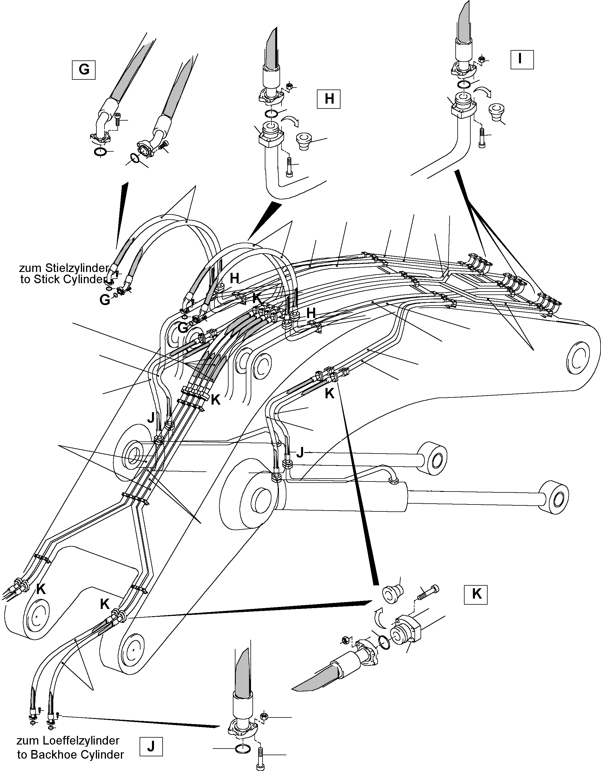 Komatsu parts book diagram for PC5500-6 S/N 15024: BACKHOE  BOOM