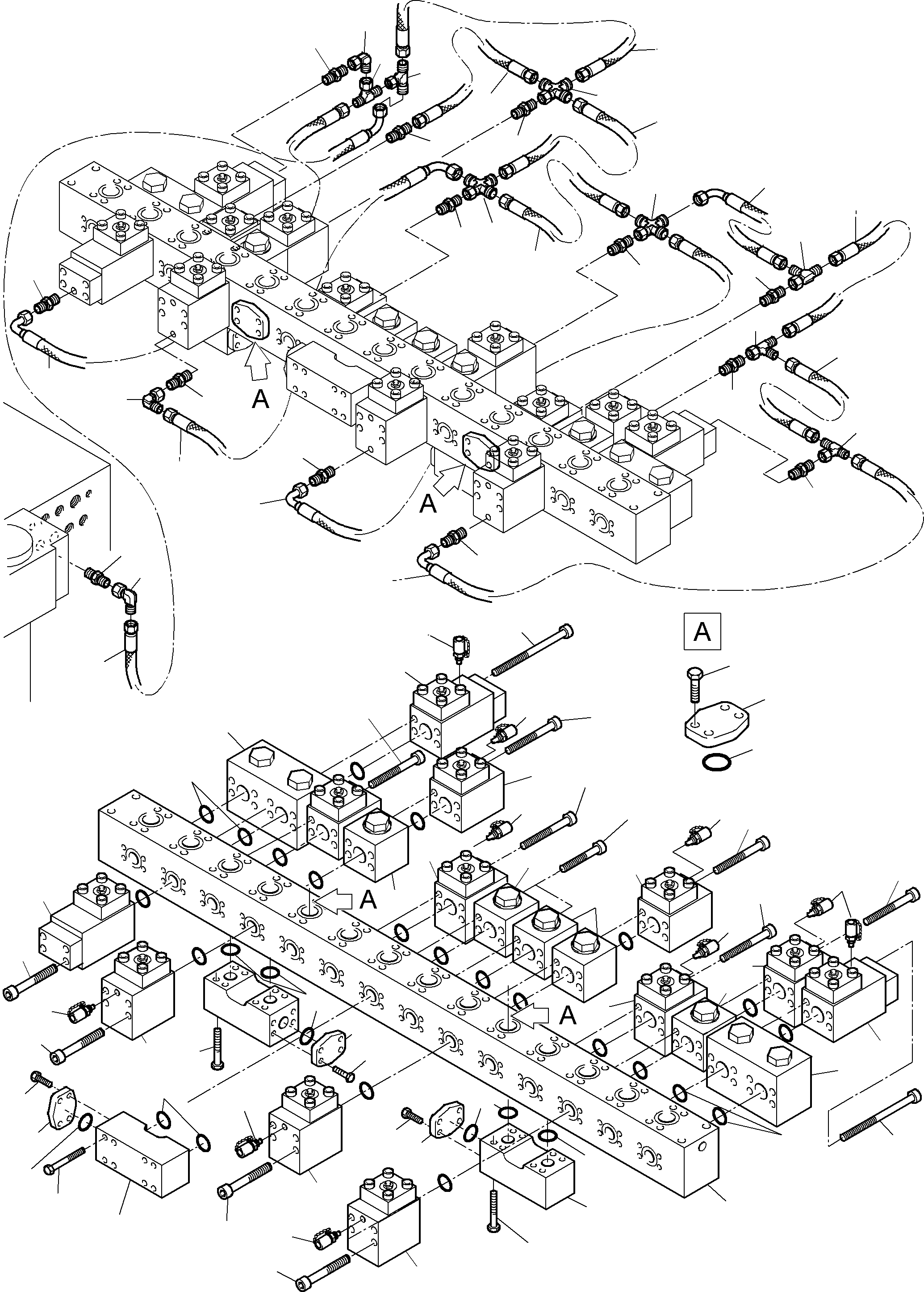 Komatsu parts book diagram for PC5500-6 S/N 15024: MANIFOLD BACKHOE