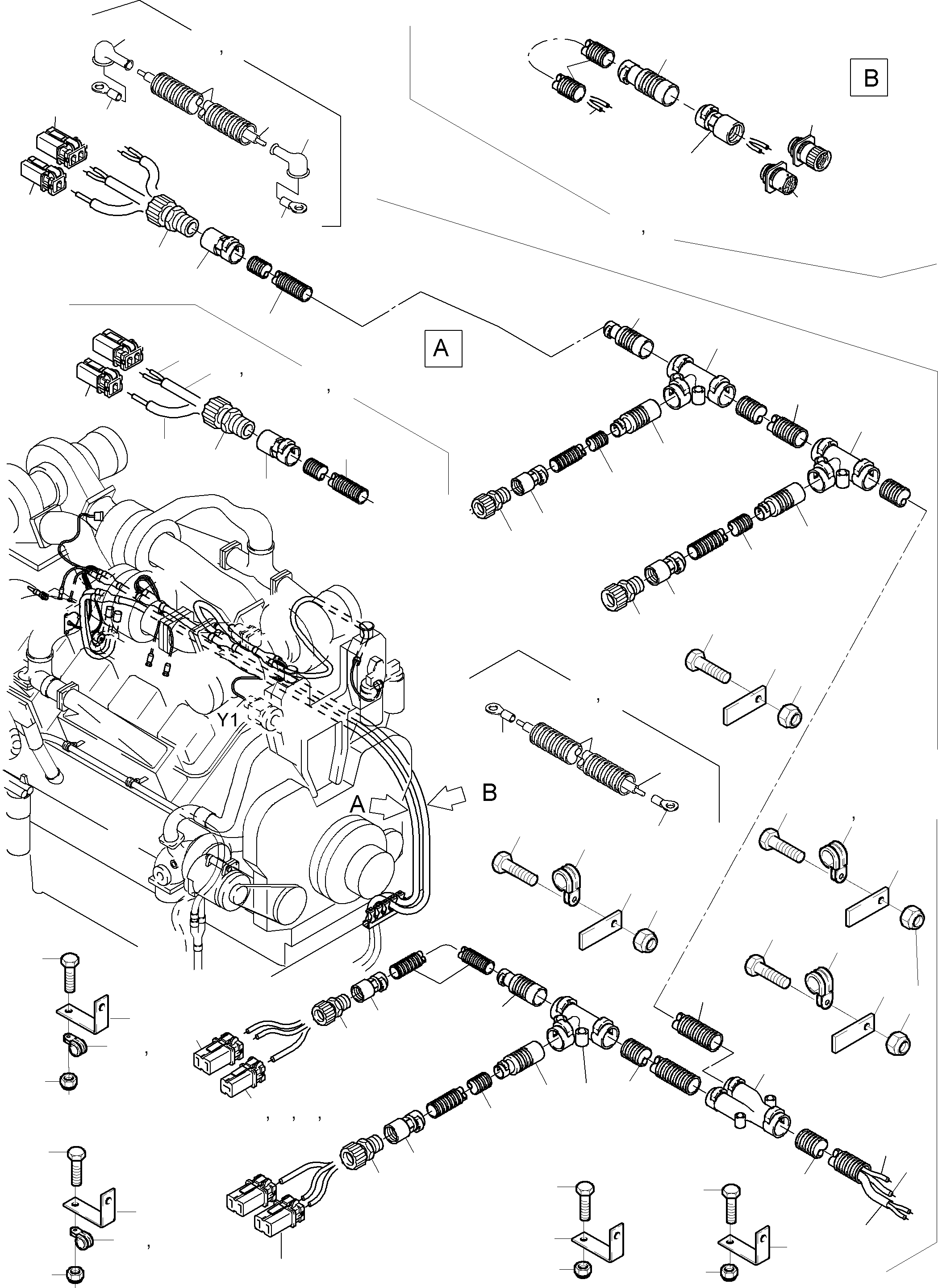 Komatsu parts book diagram for PC5500-6 S/N 15024: CABLES - ENGINE AND TRANSMITTER