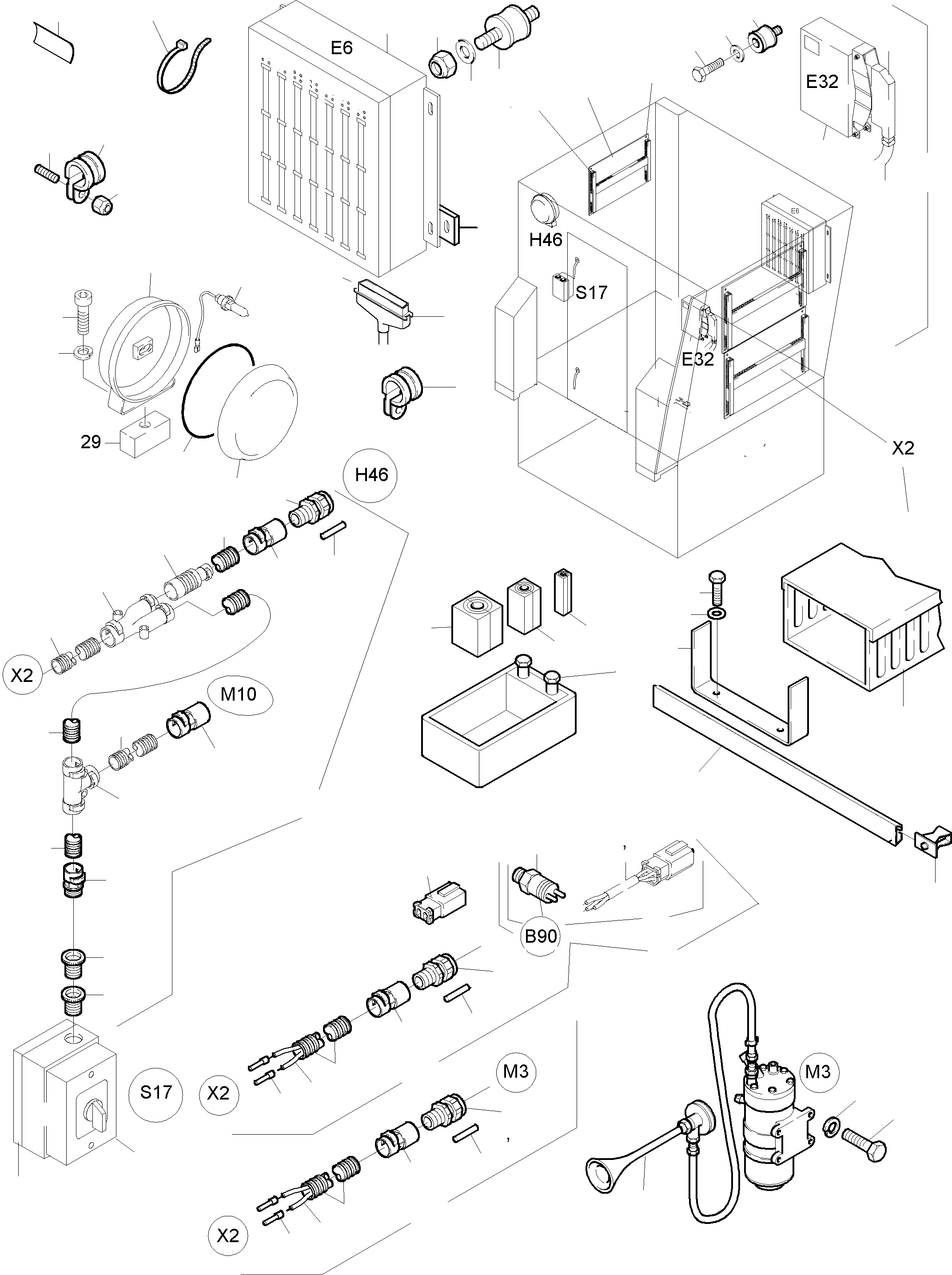 Komatsu parts book diagram for PC5500-6 S/N 15024: ELECTRIC - CAB SUPPORT