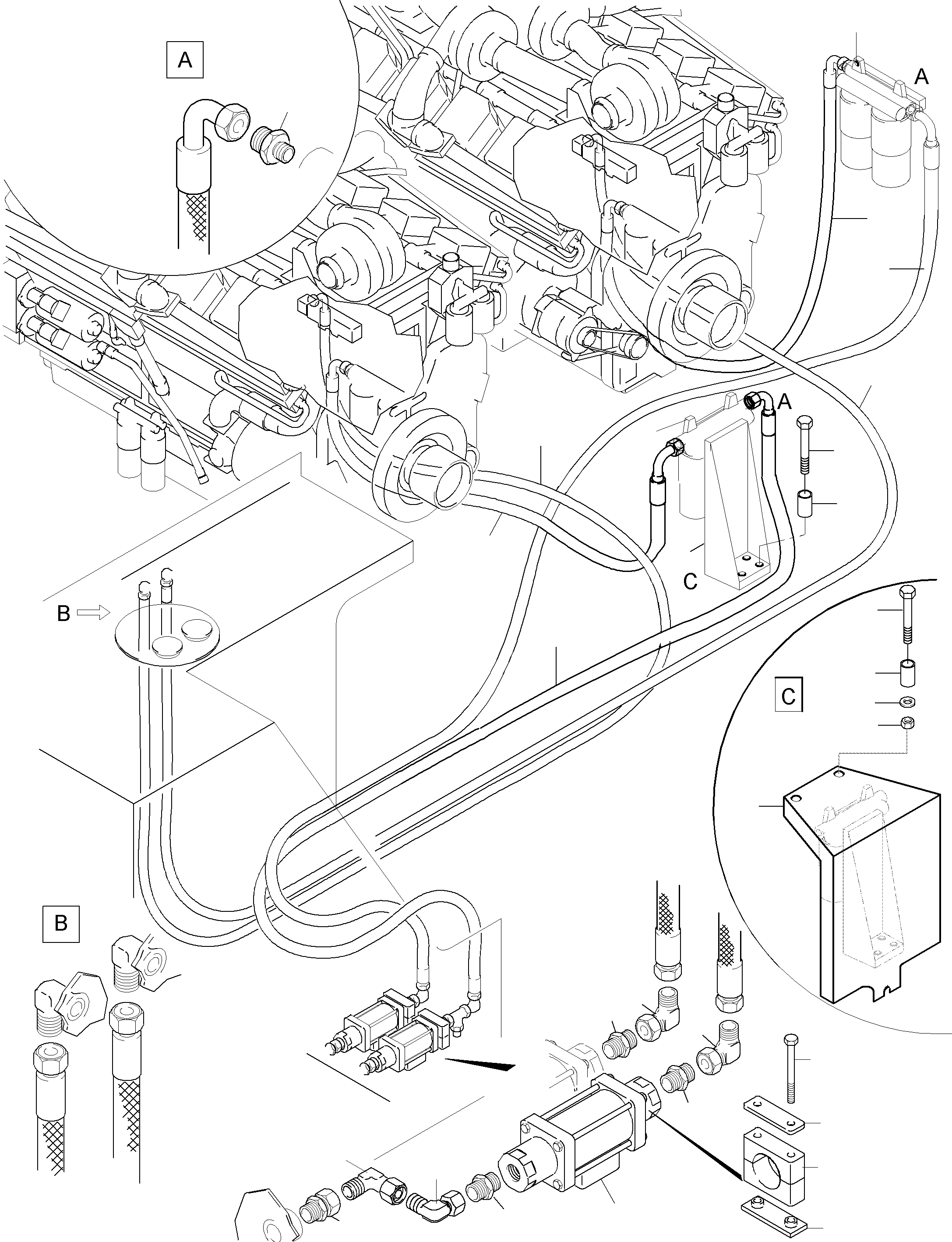Komatsu parts book diagram for PC5500-6 S/N 15024: FUEL LINES