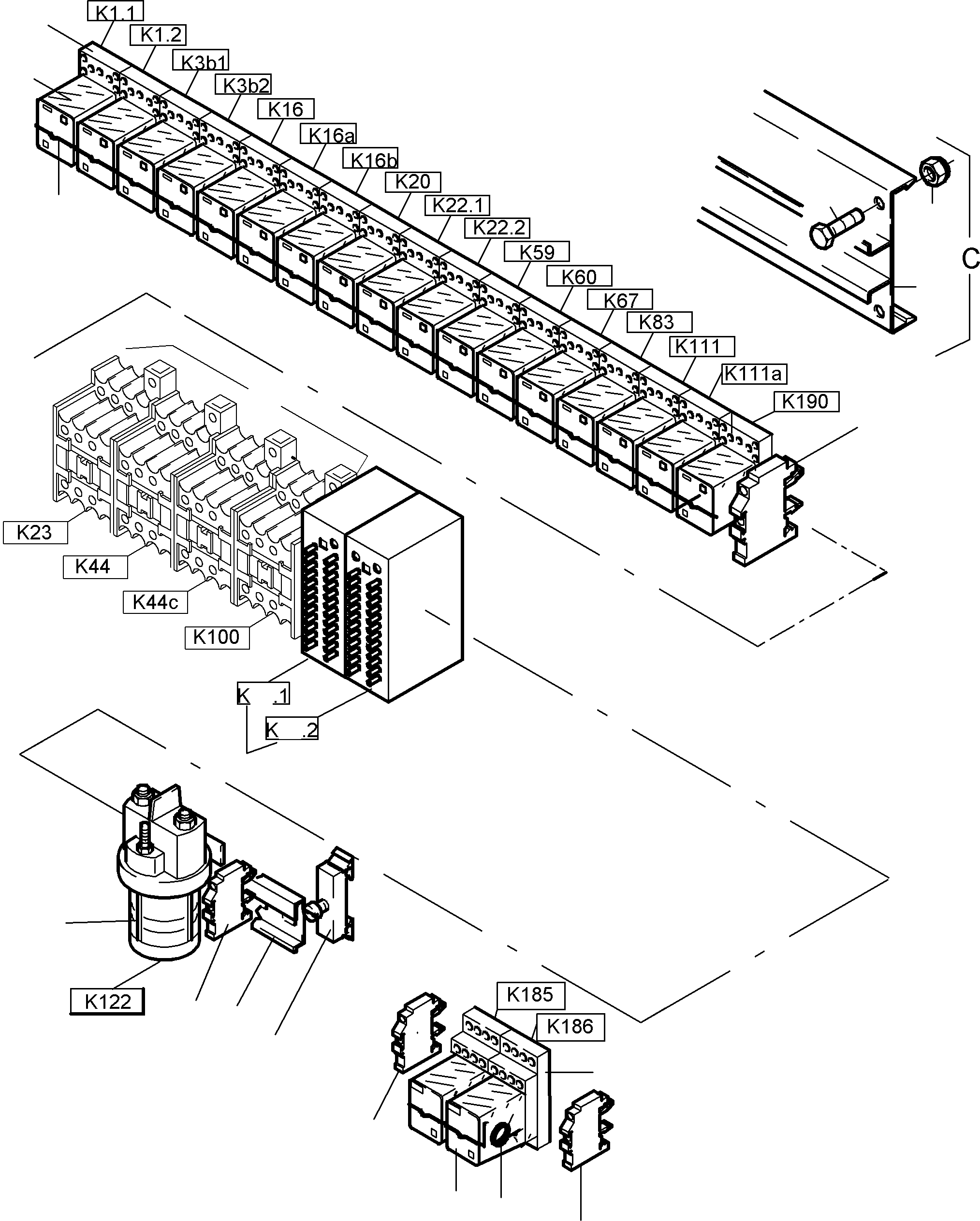 Komatsu parts book diagram for PC5500-6 S/N 15024: SWITCH FRAMING X2