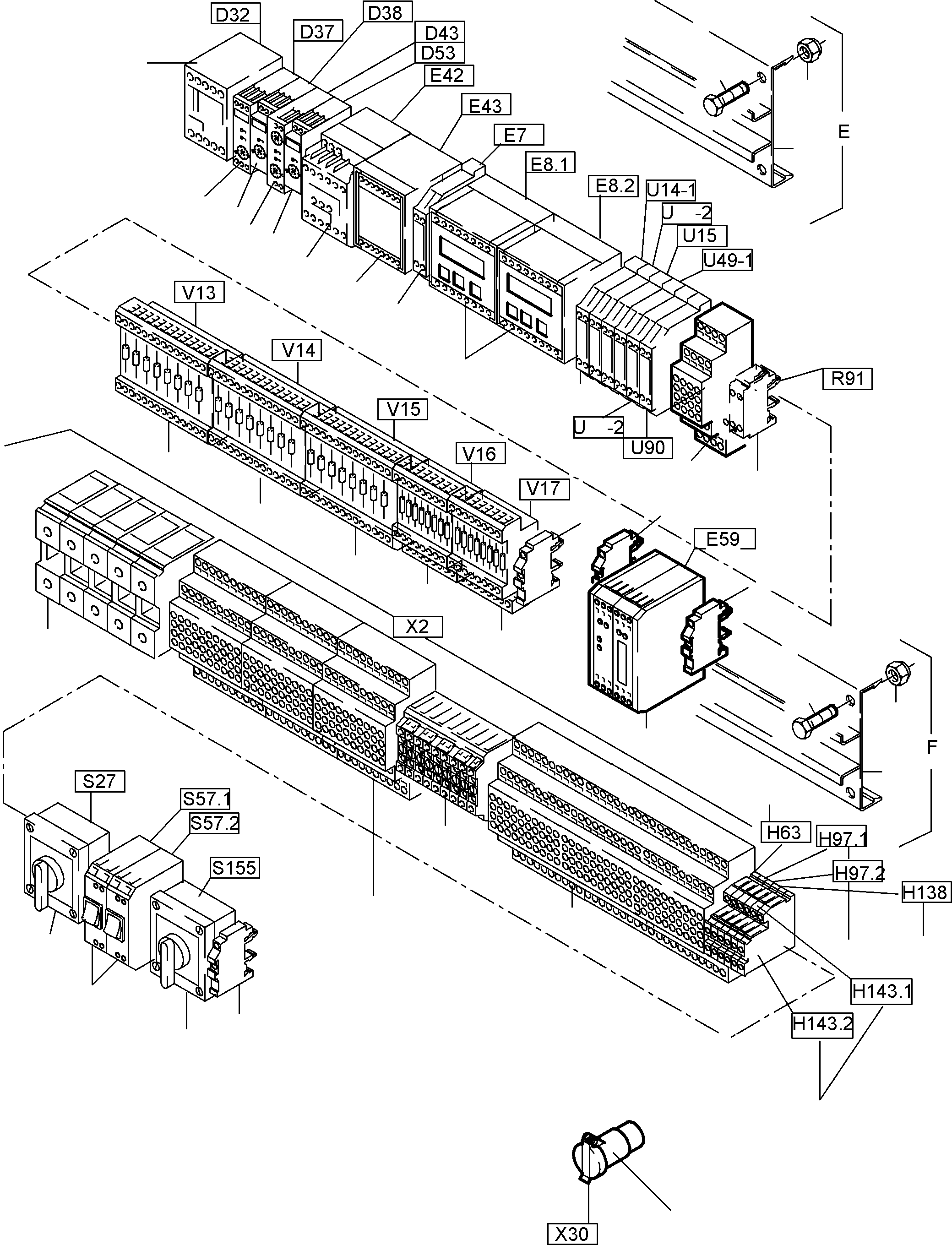 Komatsu parts book diagram for PC5500-6 S/N 15024: SWITCH FRAMING X2