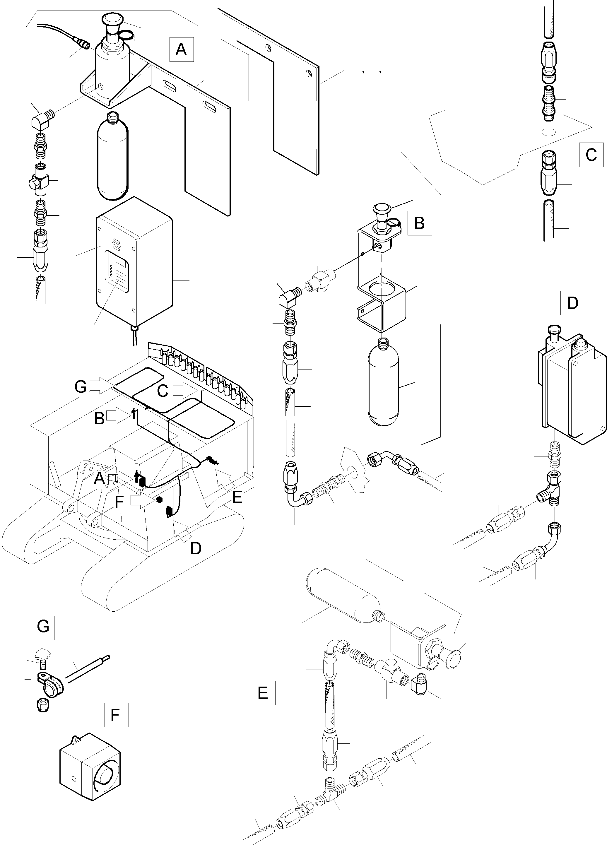 Komatsu parts book diagram for PC5500-6 S/N 15024: ACTUATING SYSTEM, HAND OPERATED