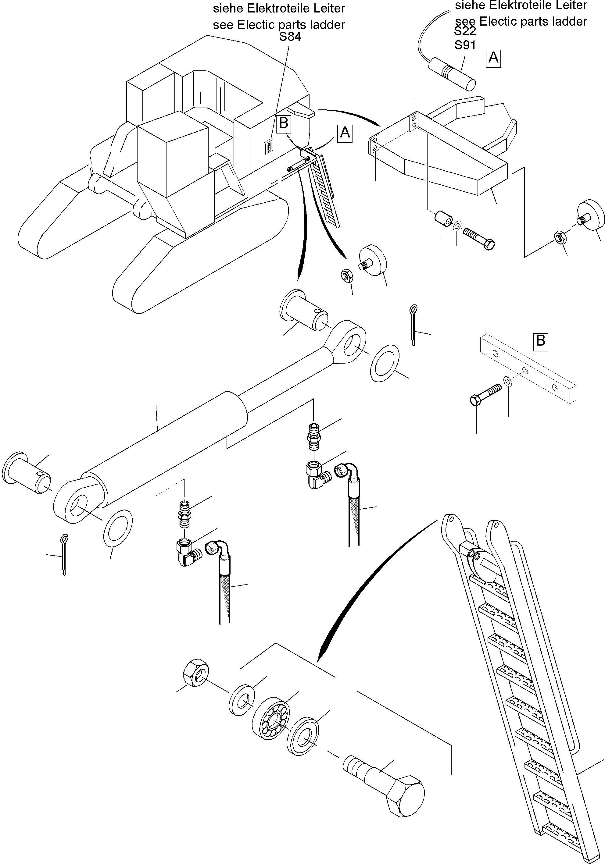 Komatsu parts book diagram for PC5500-6 S/N 15024: LADDER HYDRAULIC