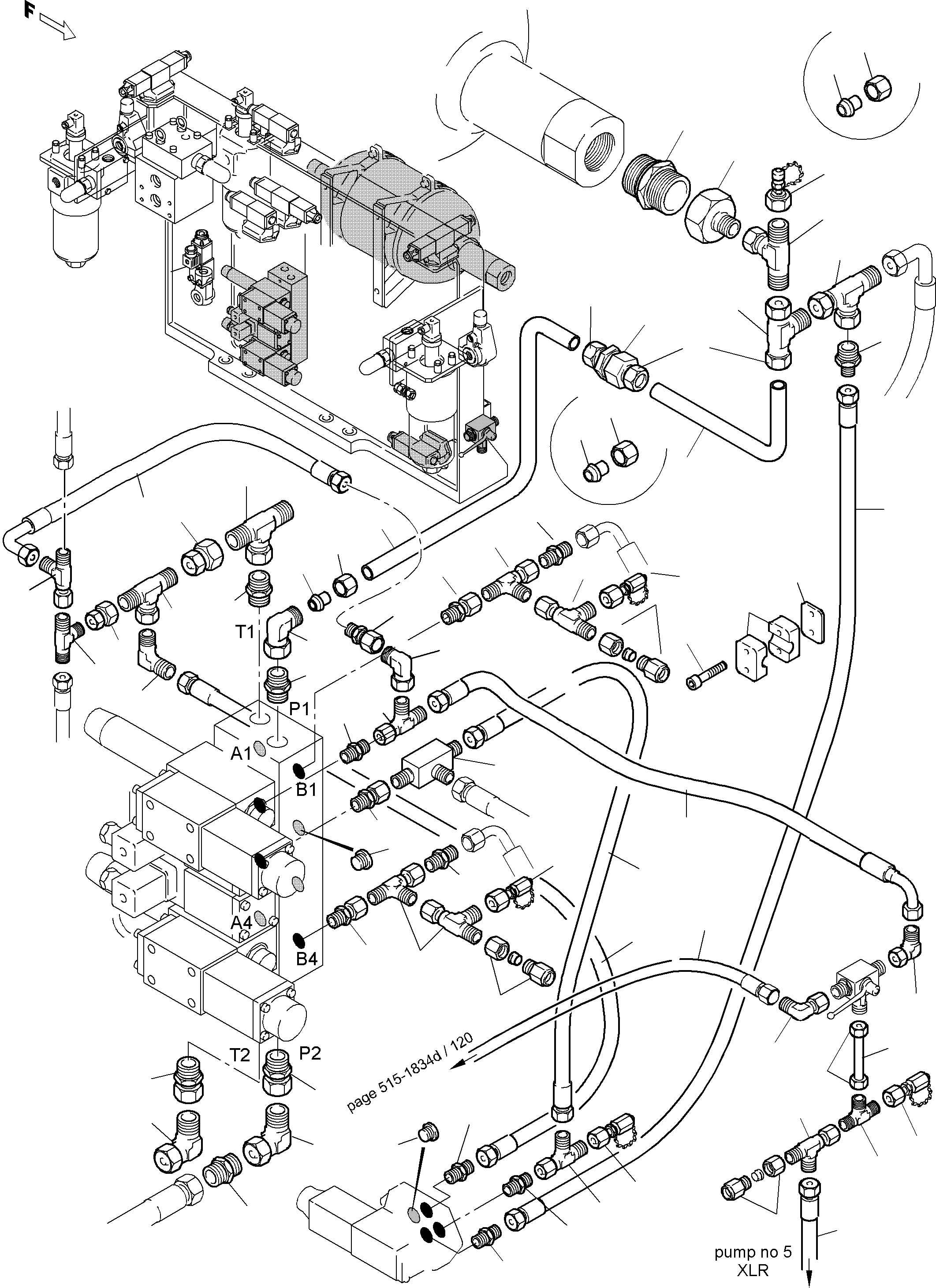Komatsu parts book diagram for PC5500-6 S/N 15024: PIPES - CONTROL- AND FILTER PLATE