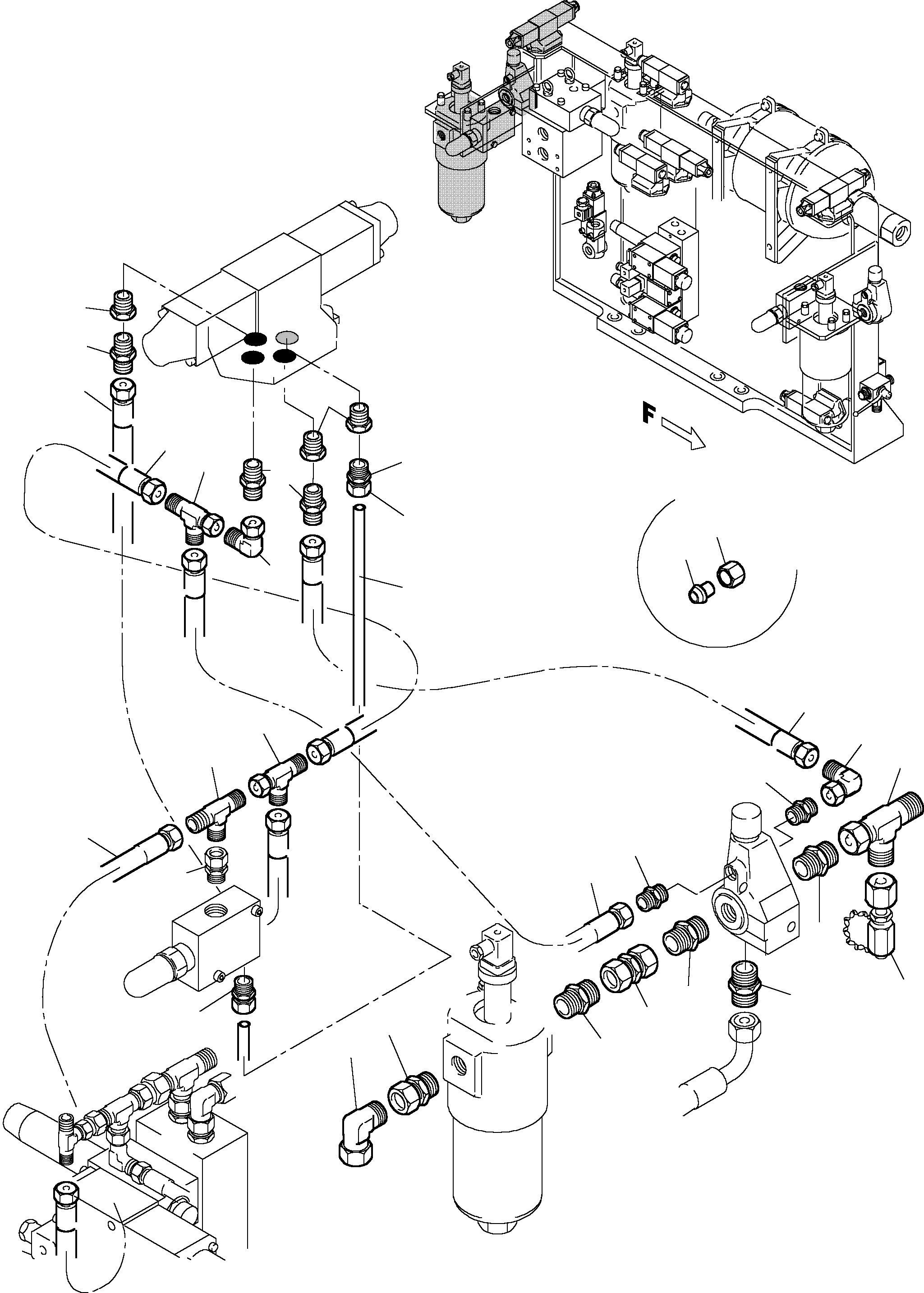 Komatsu parts book diagram for PC5500-6 S/N 15024: PIPES - CONTROL- AND FILTER PLATE