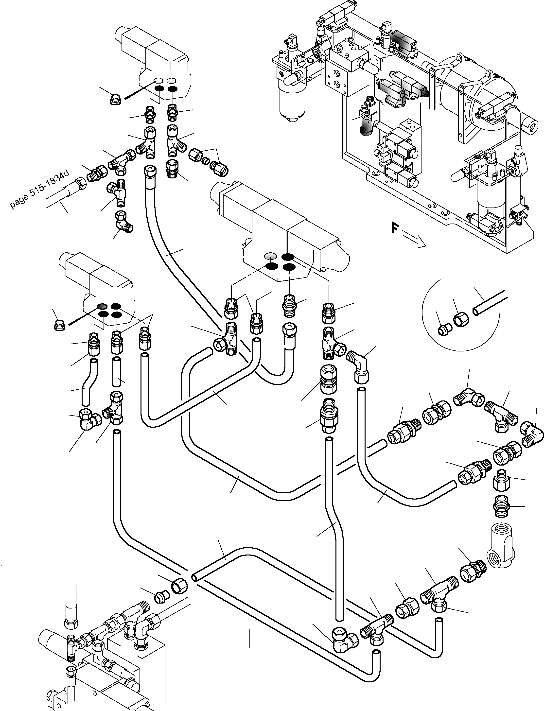 Komatsu parts book diagram for PC5500-6 S/N 15024: PIPES - CONTROL- AND FILTER PLATE