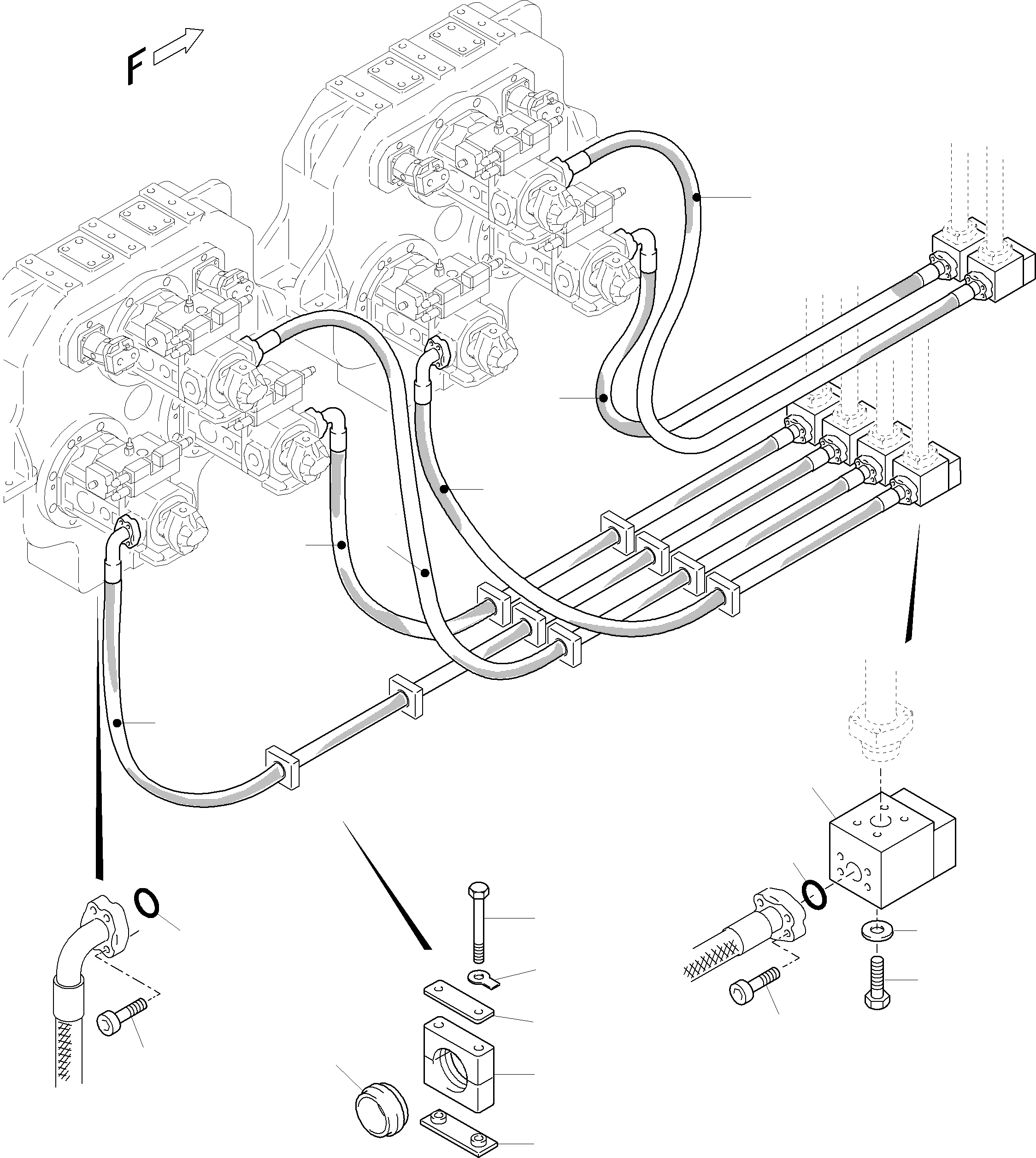 Excavators Mining Komatsu / PC5500-6 S/N 15027(g15027) / Pressure lines, main pumps - non return valves(515-1820c : 515-1820c)