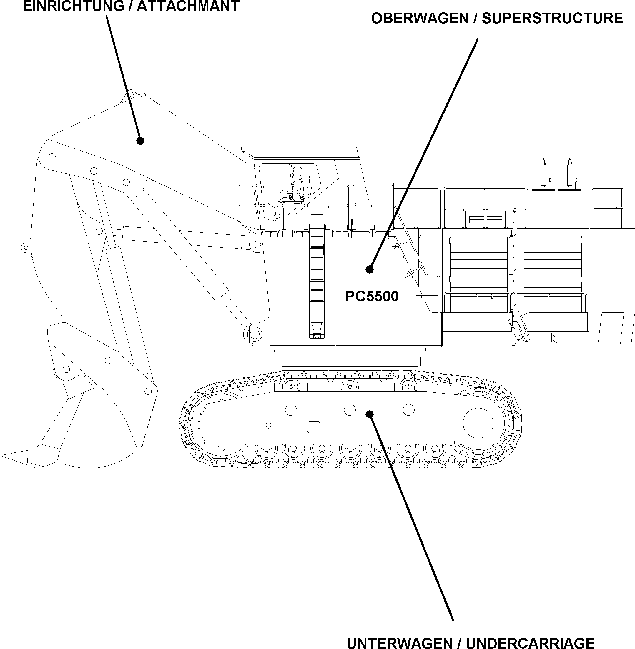 Komatsu parts book diagram for PC5500-6E S/N 15048: 