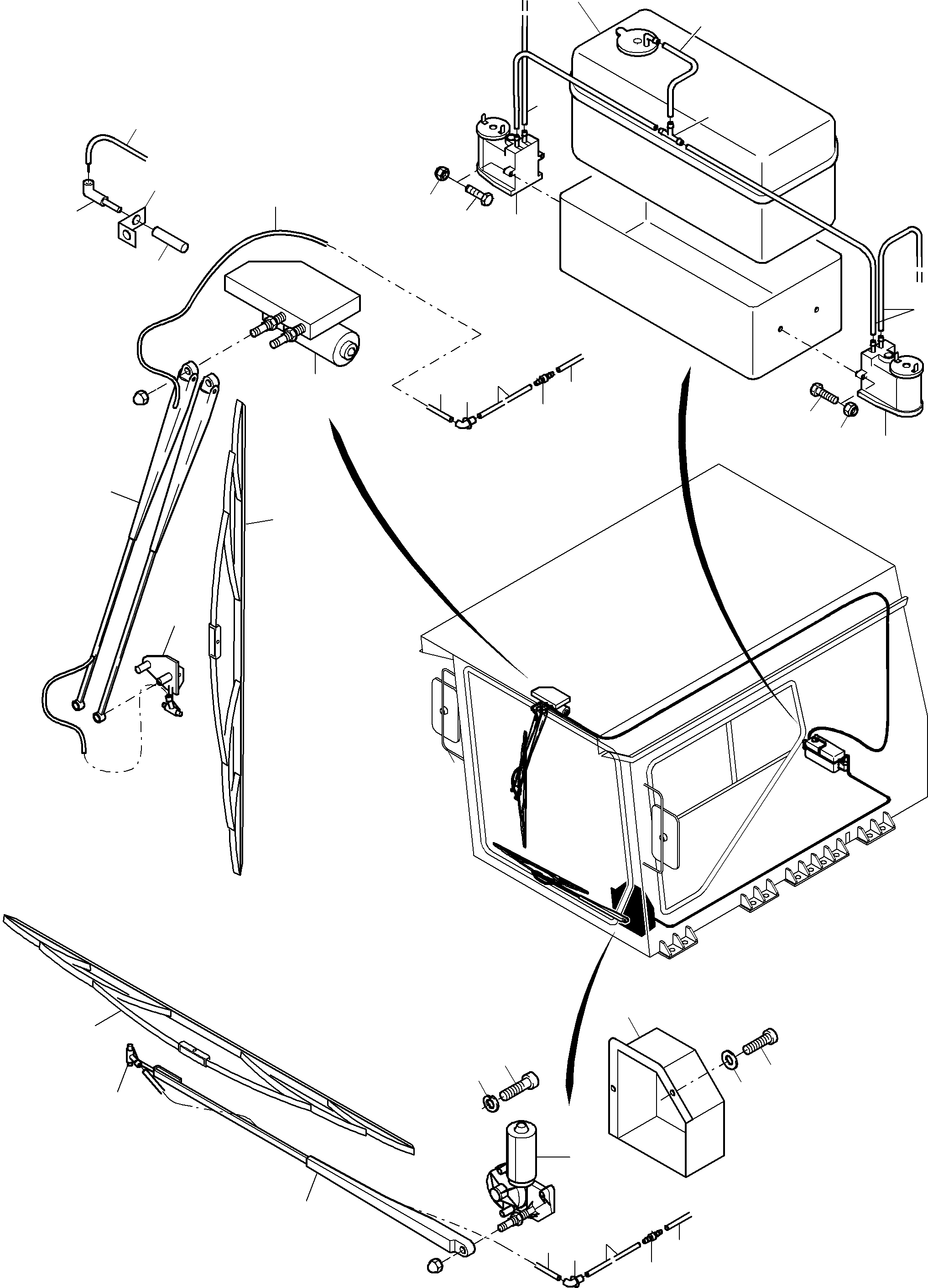 Komatsu parts book diagram for PC5500-6E S/N 15048: WINDSCREEN WASHING ASSY.