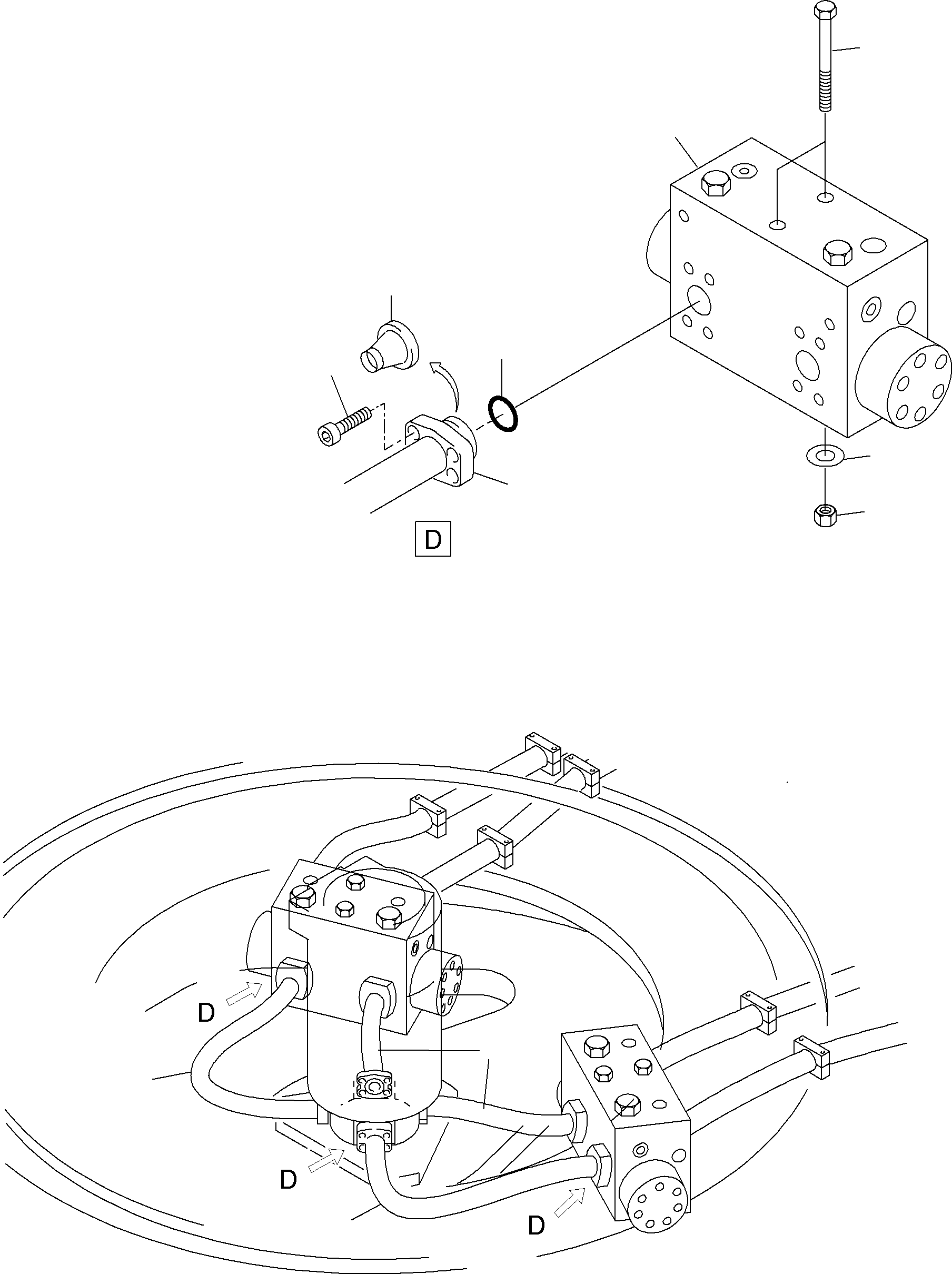 Komatsu parts book diagram for PC5500-6E S/N 15048: PRESSURE LINES, TRAVELMOTORS - ROTARY JOINT