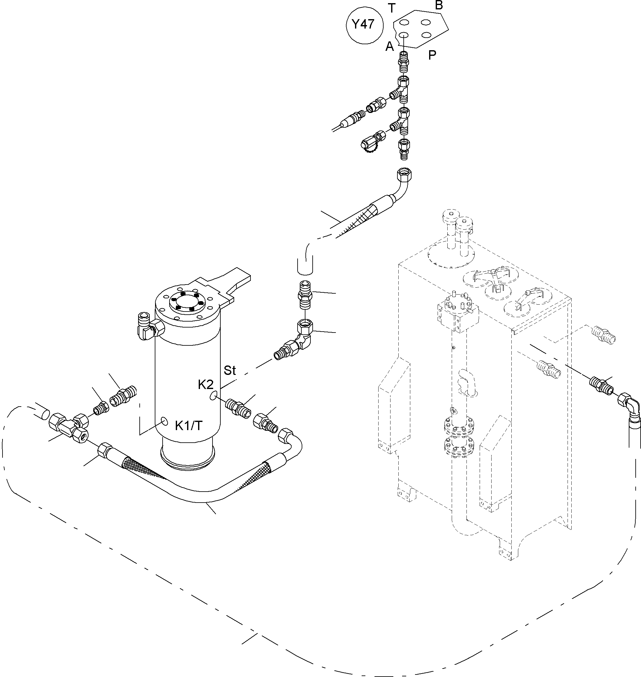 Komatsu parts book diagram for PC5500-6E S/N 15048: HYDRAULIC LINES, ROTARY JOINT