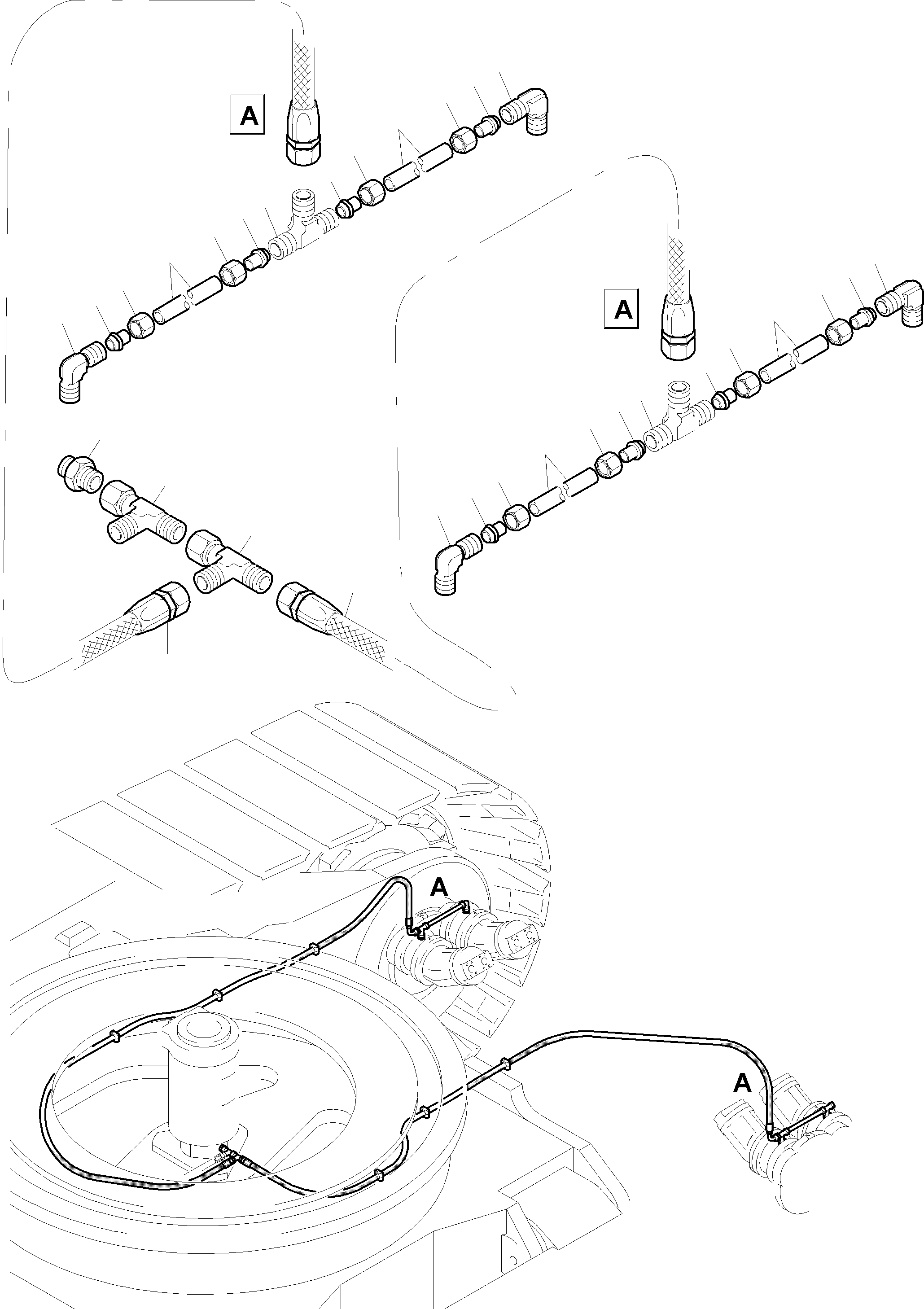 Komatsu parts book diagram for PC5500-6E S/N 15048: PIPING - PARKING BRAKE. BREATHER HOSES