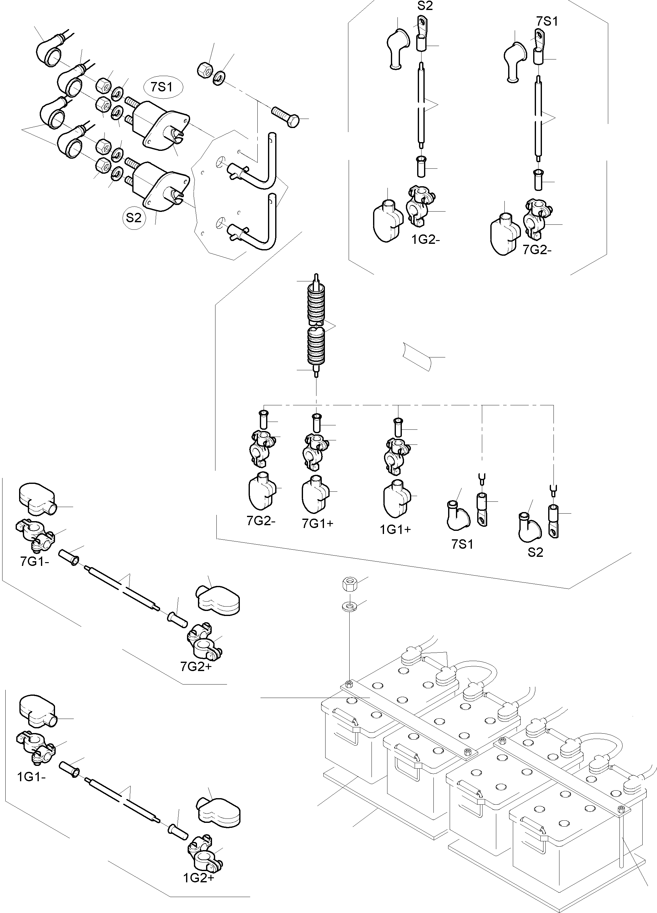 Komatsu parts book diagram for PC5500-6E S/N 15048: BATTERIES WITH CABLES