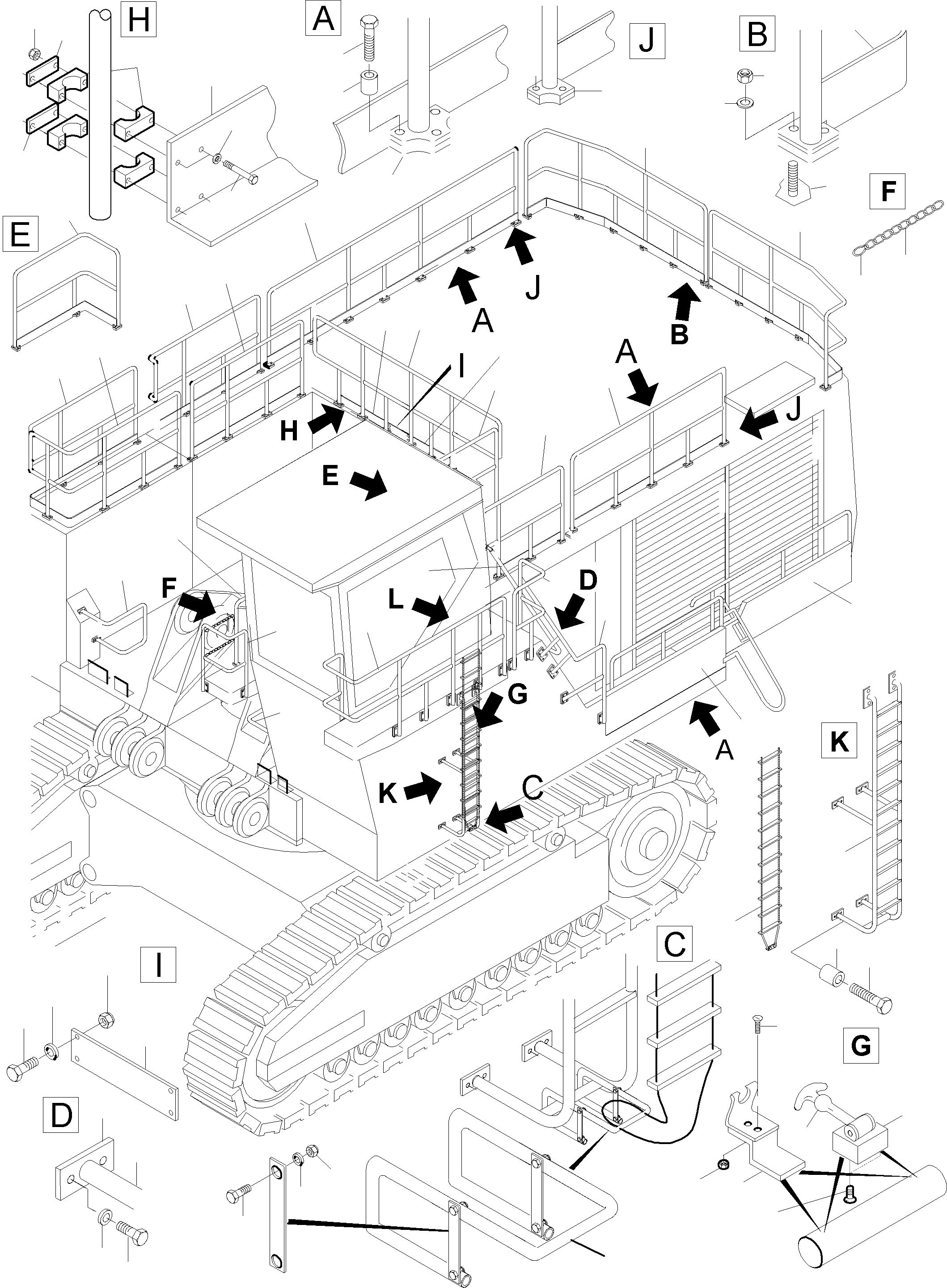 Komatsu parts book diagram for PC5500-6E S/N 15048: RAILS