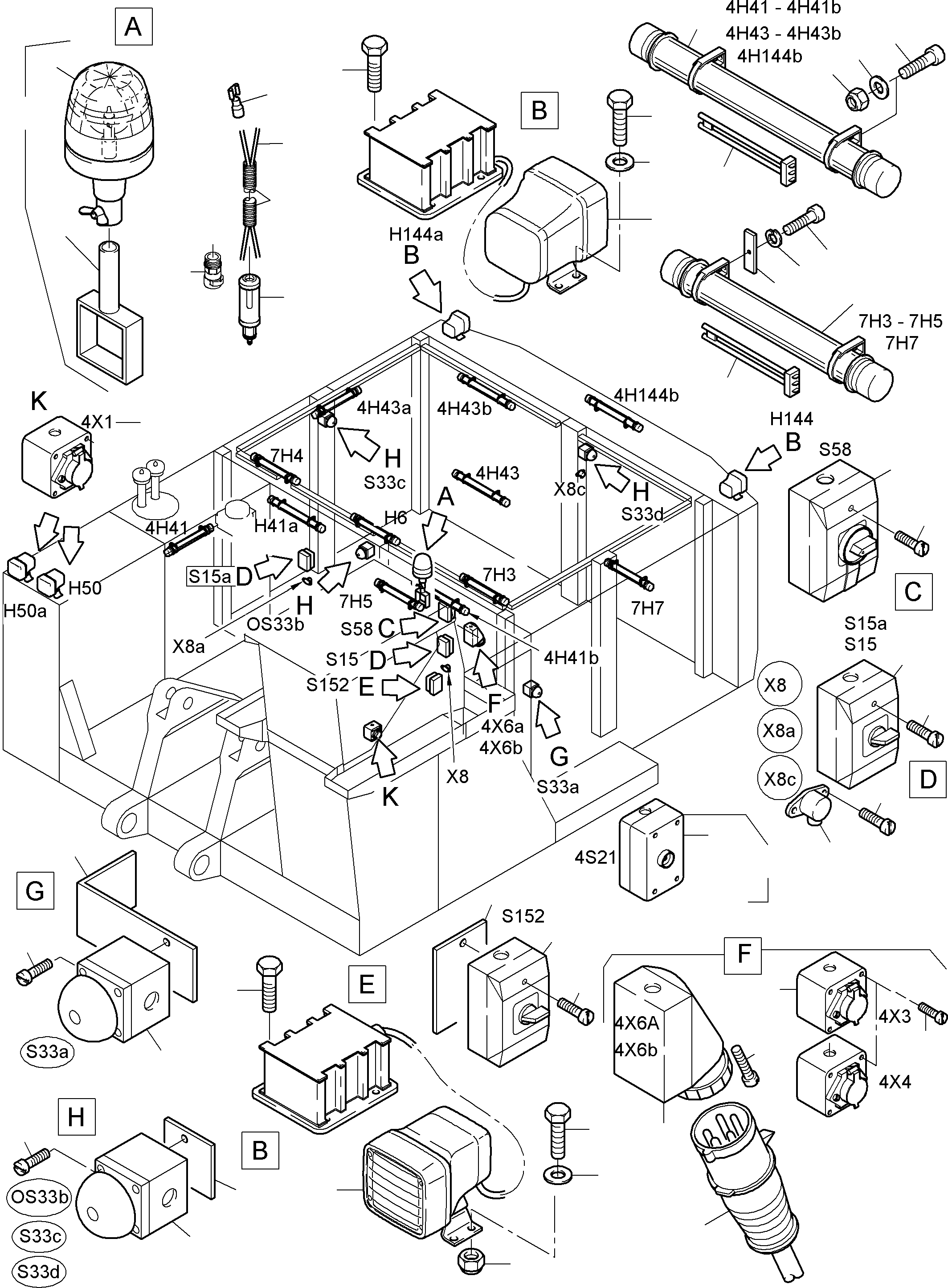 Komatsu parts book diagram for PC5500-6E S/N 15048: LIGHTING EQUIPMENT