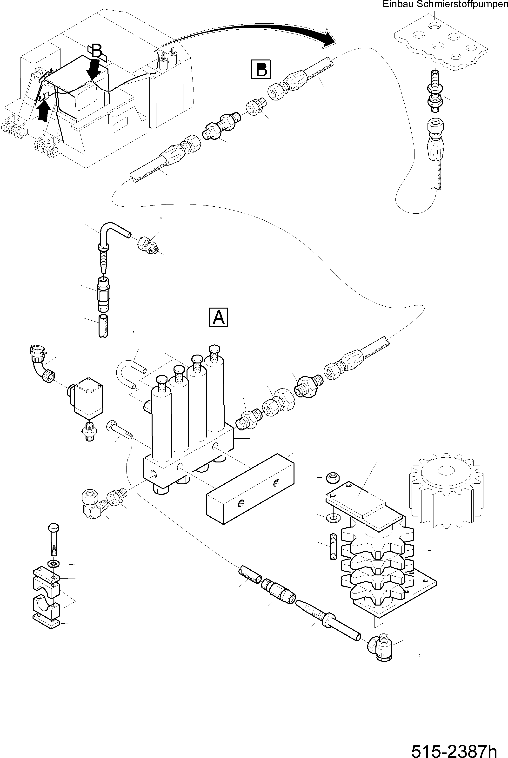 Komatsu parts book diagram for PC5500-6E S/N 15048: PINION LUBE LINES