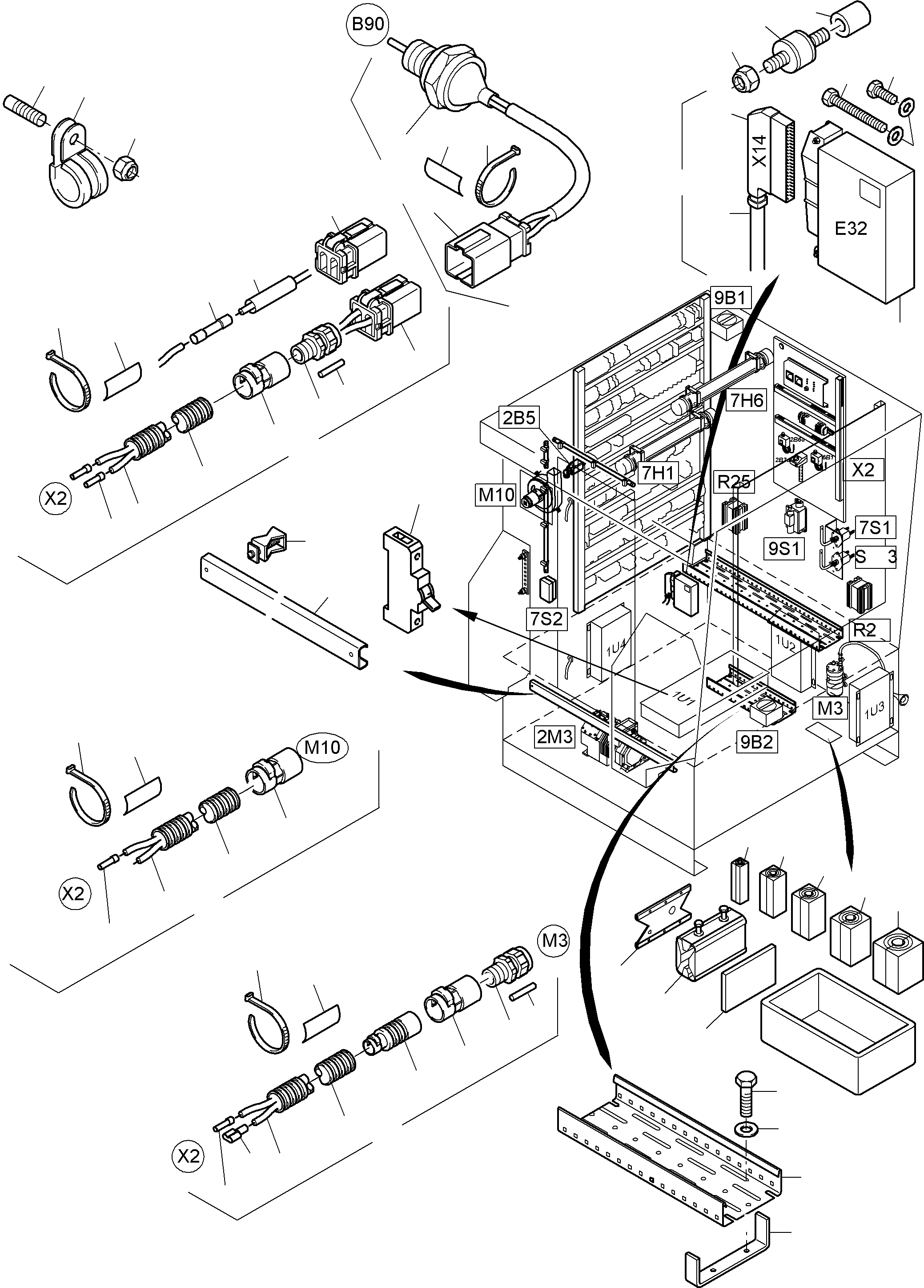 Komatsu parts book diagram for PC5500-6E S/N 15048: ELECTRIC - CAB SUPPORT