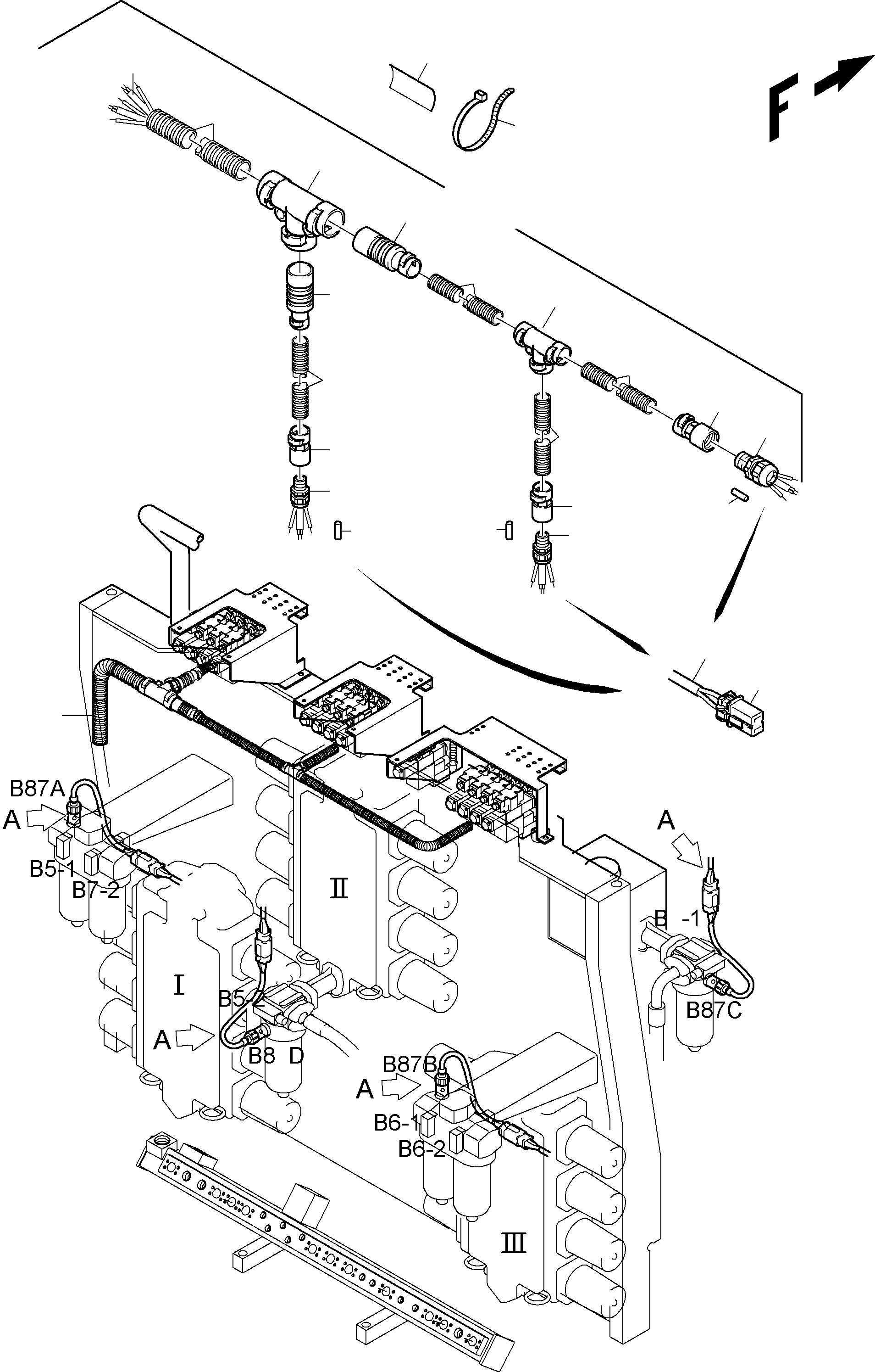 Komatsu parts book diagram for PC5500-6E S/N 15048: CABLES - CONTROL BLOCKS - H.P.-FILTER