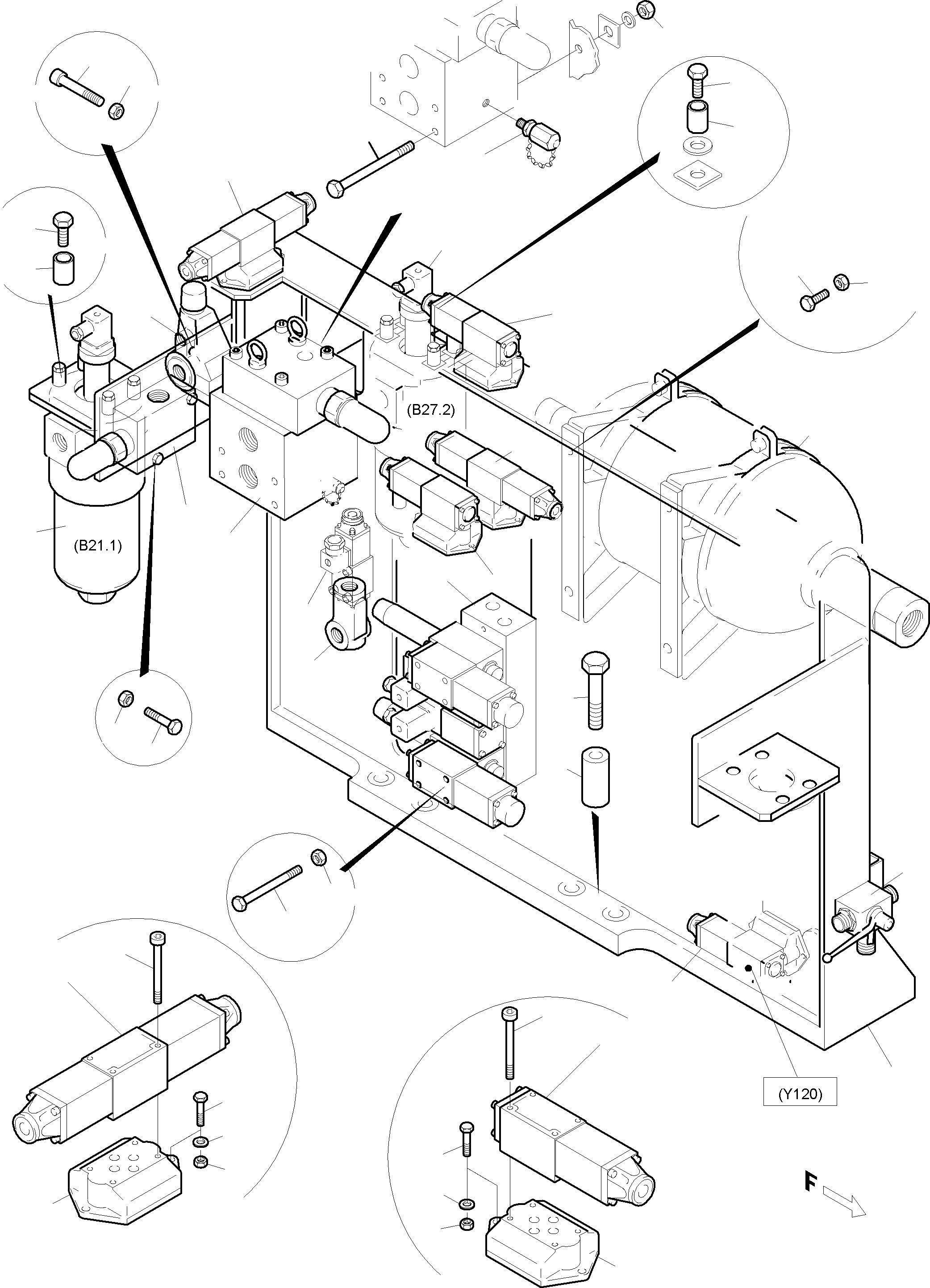 Komatsu parts book diagram for PC5500-6E S/N 15048: CONTROL- AND FILTER PLATE, FRONT (ENGINE 2)