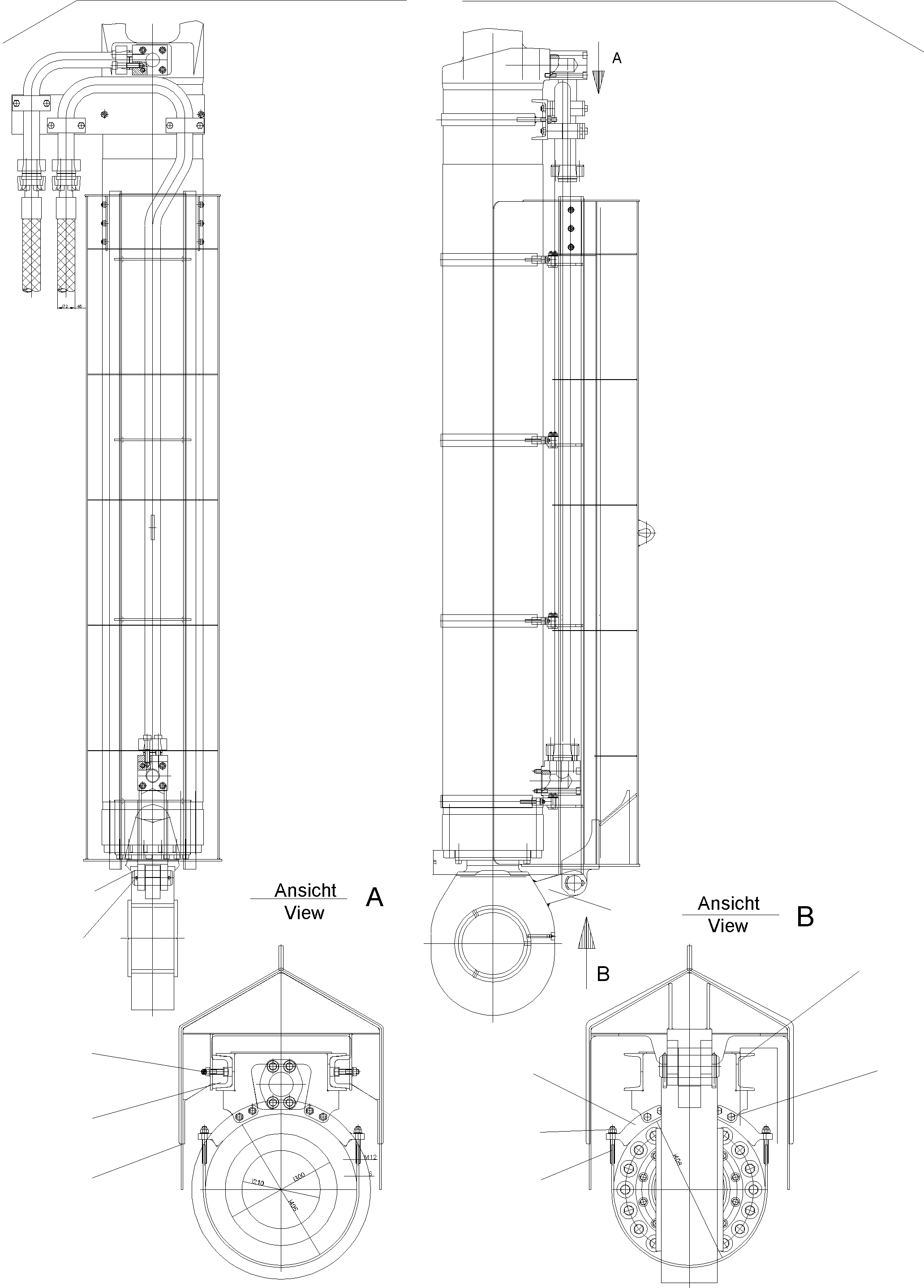Komatsu parts book diagram for PC5500-6 S/N 15049: BACKHOE BUCKET CYLINDER - ROD PROTECTION