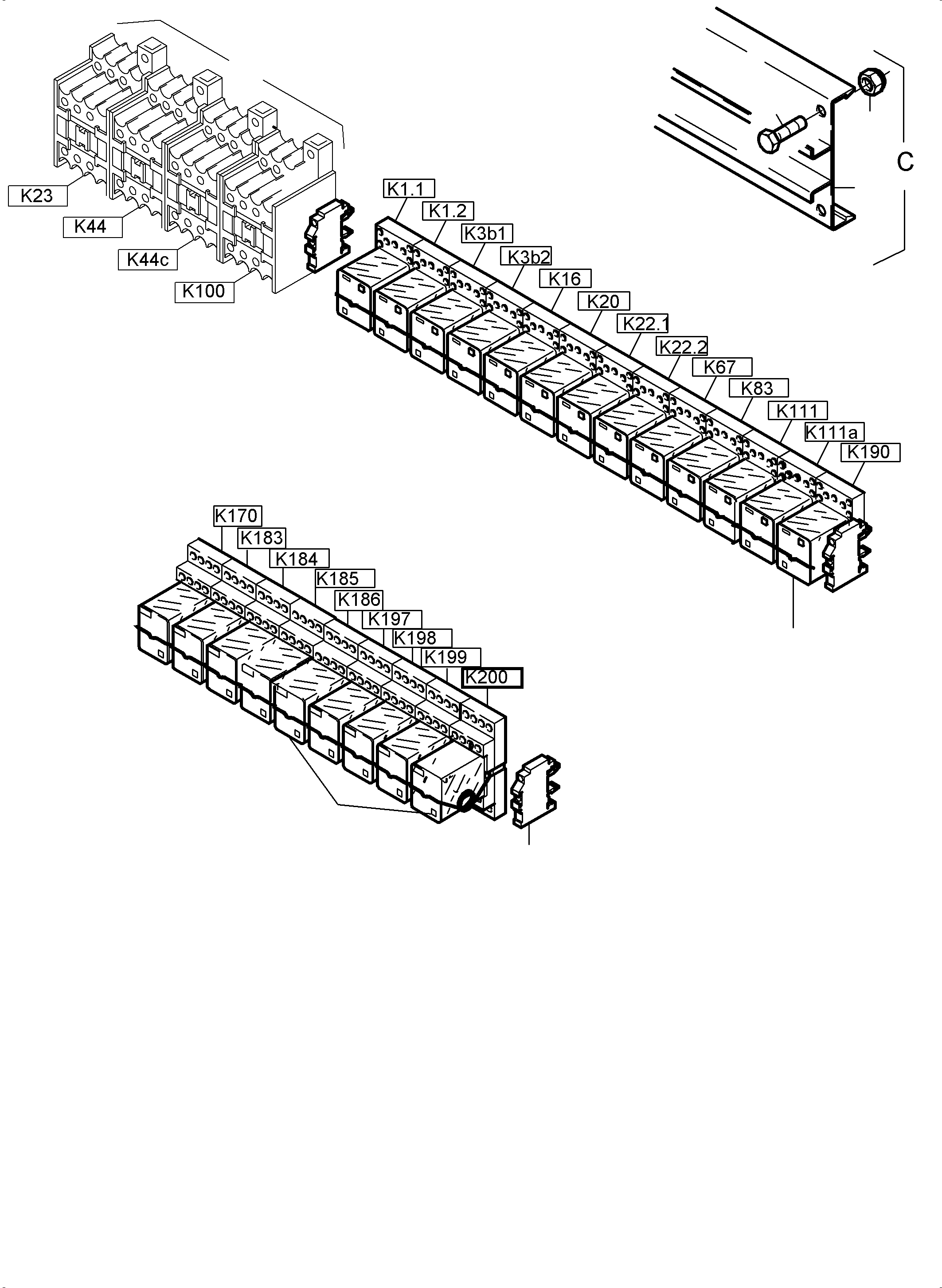 Komatsu parts book diagram for PC5500-6 S/N 15049: SWITCH FRAMING X2