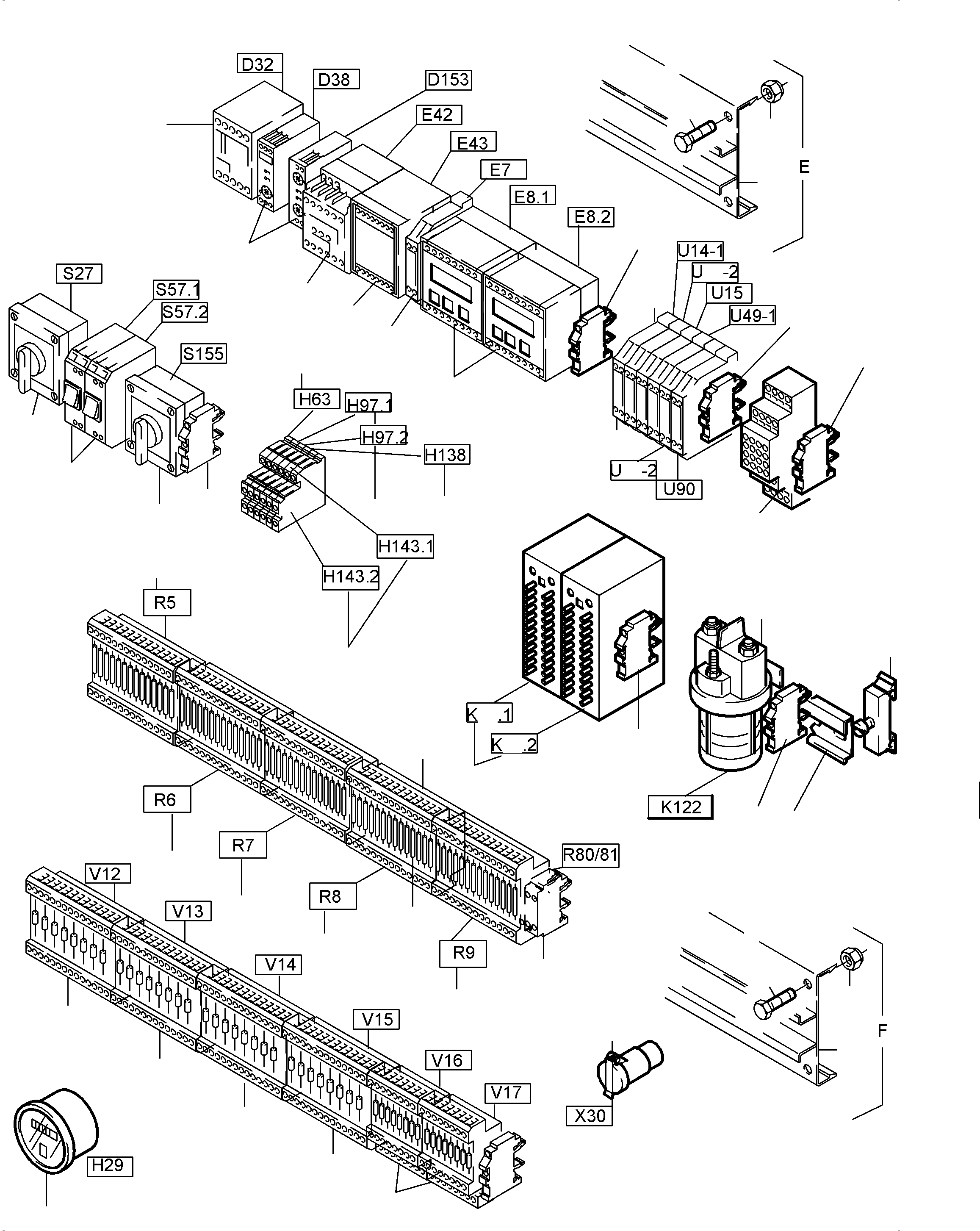 Komatsu parts book diagram for PC5500-6 S/N 15049: SWITCH FRAMING X2