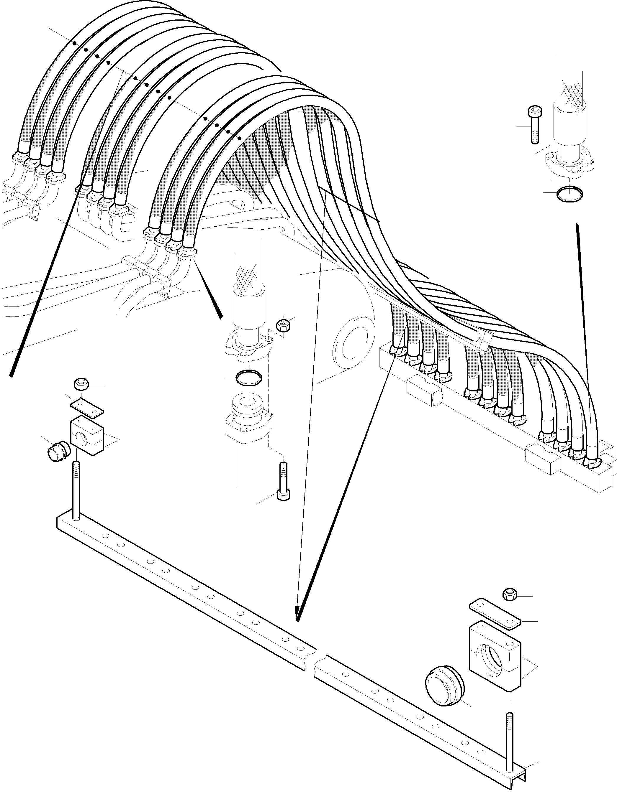 Komatsu parts book diagram for PC5500-6 S/N 15049: HOSES ASSY. - MANIFOLD- BOOM BACKHOE EQUIPMENT