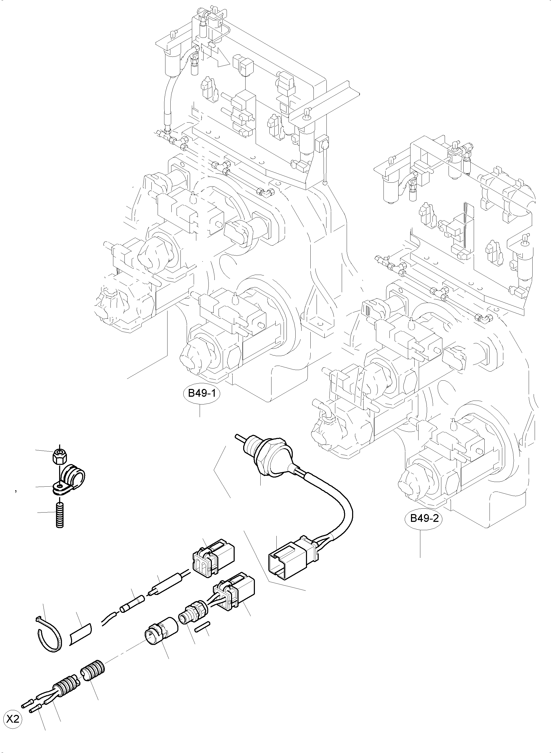Komatsu parts book diagram for PC5500-6 S/N 15049: CABLES - PUMP DISTRIBUTOR GEAR
