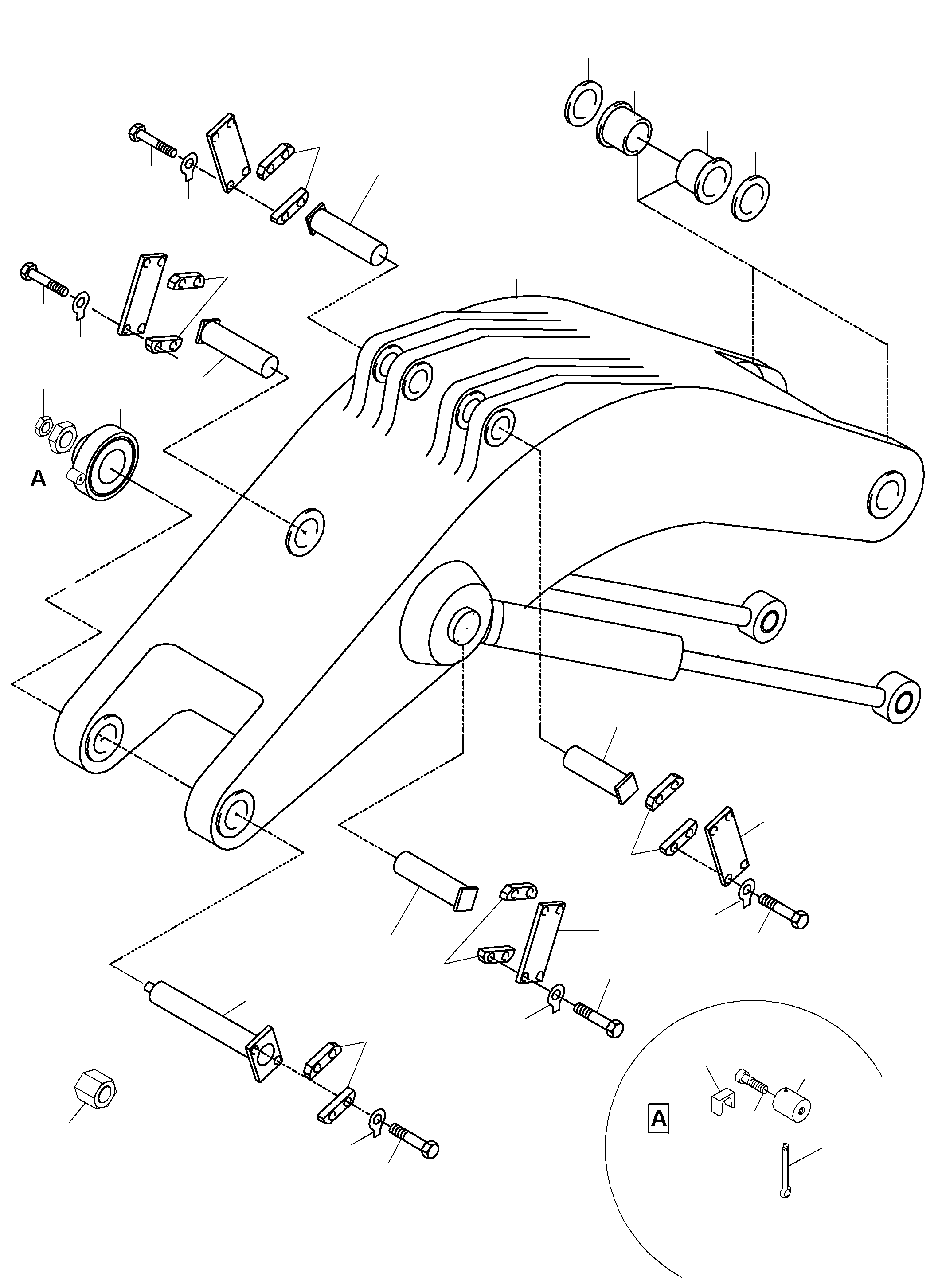 Komatsu parts book diagram for PC5500-6 S/N 15049: BACKHOE  BOOM