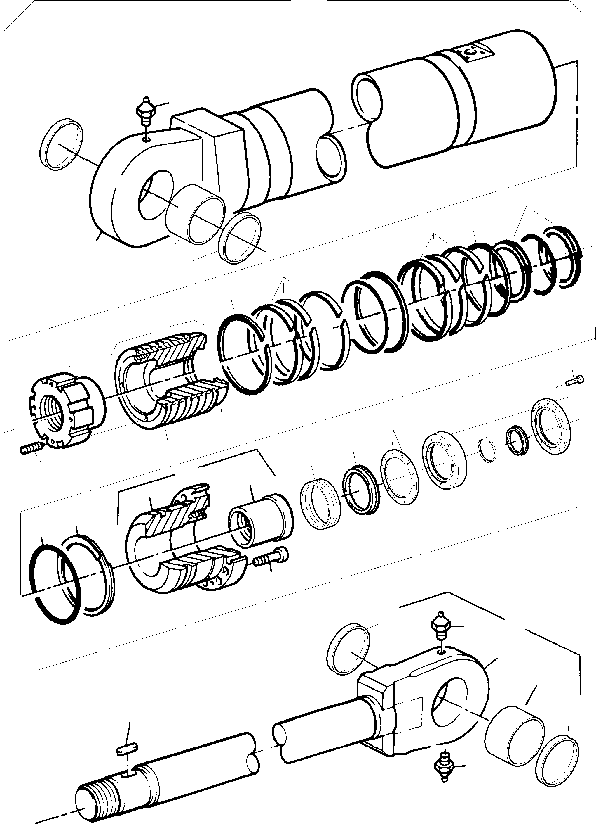 Komatsu parts book diagram for PC5500-6 S/N 15049: HYDR. CYLINDER