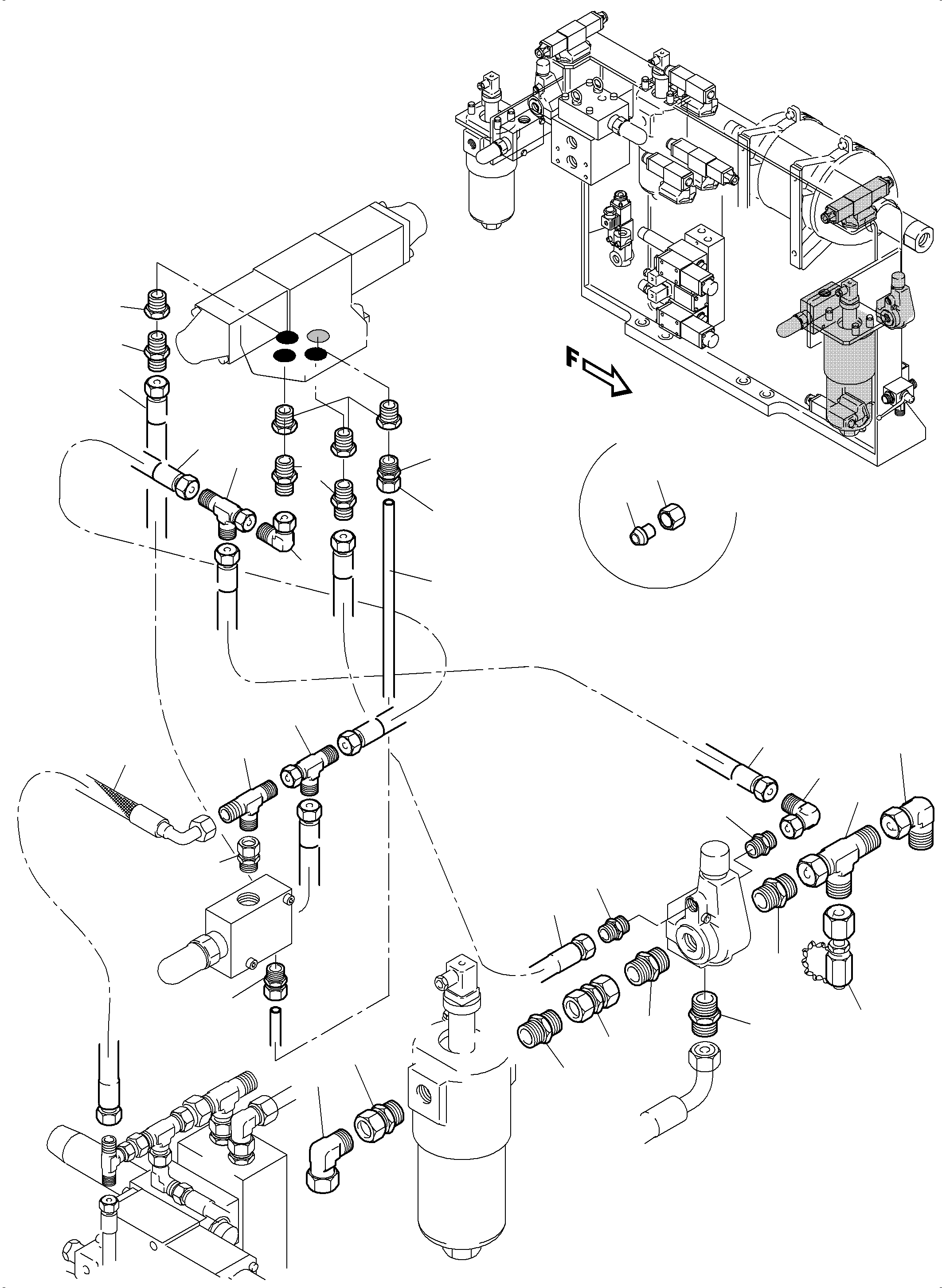 Komatsu parts book diagram for PC5500-6 S/N 15049: PIPES - CONTROL- AND FILTER PLATE