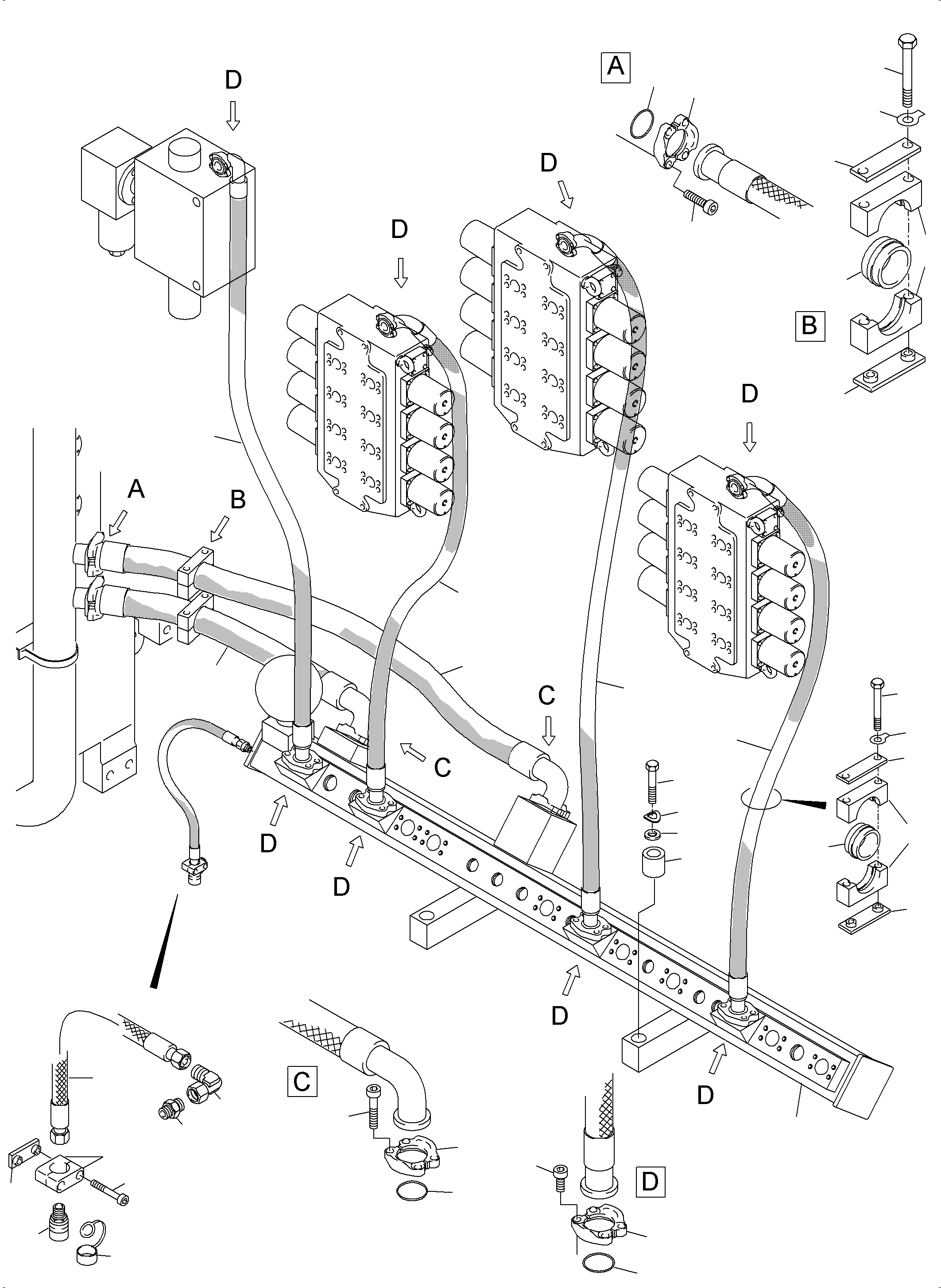 Komatsu parts book diagram for PC5500-6 S/N 15049: RETURN LINES, CONTROLBLOCKS