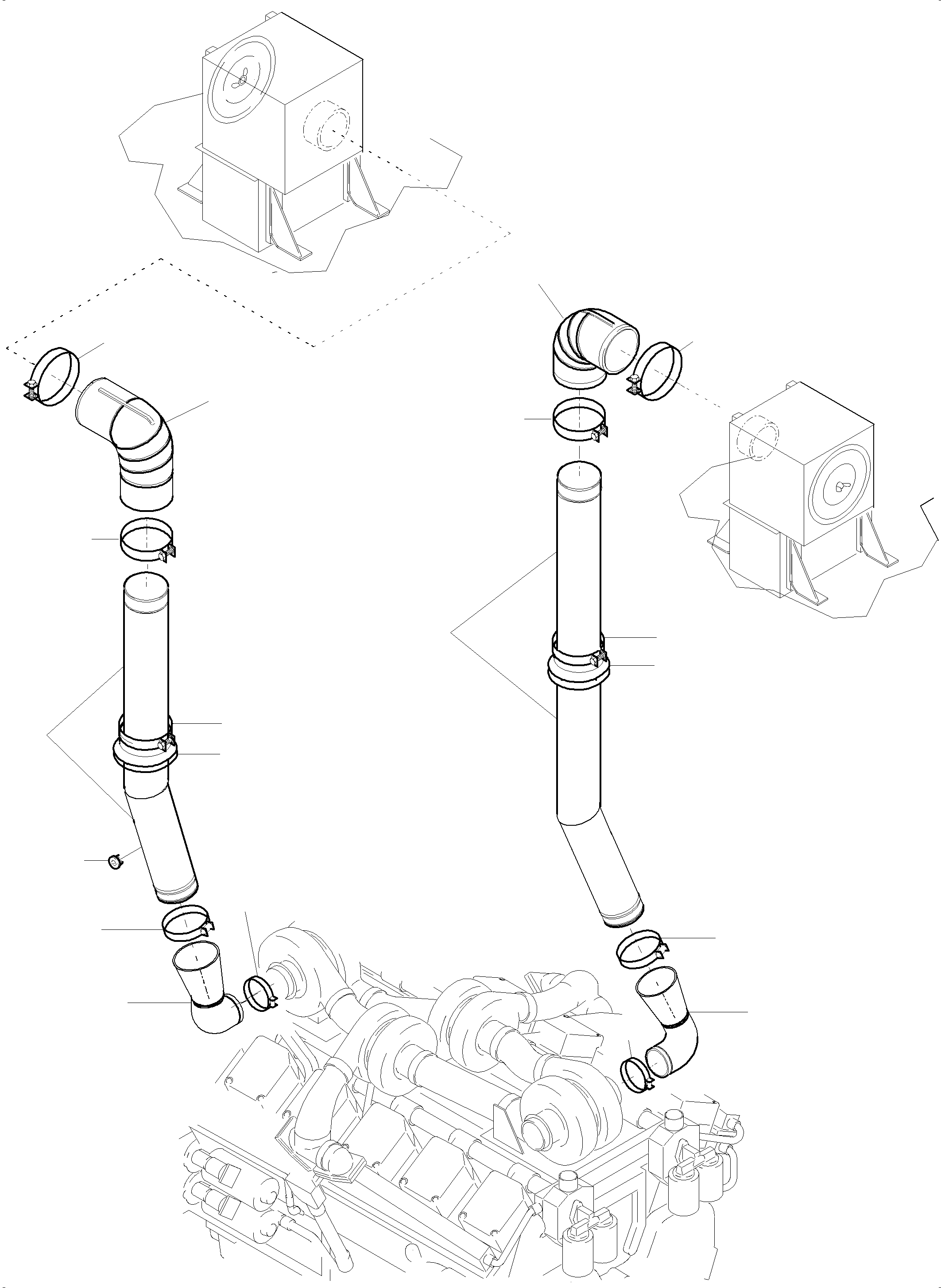 Komatsu parts book diagram for PC5500-6 S/N 15049: ENGINE AIR INTAKE LINES