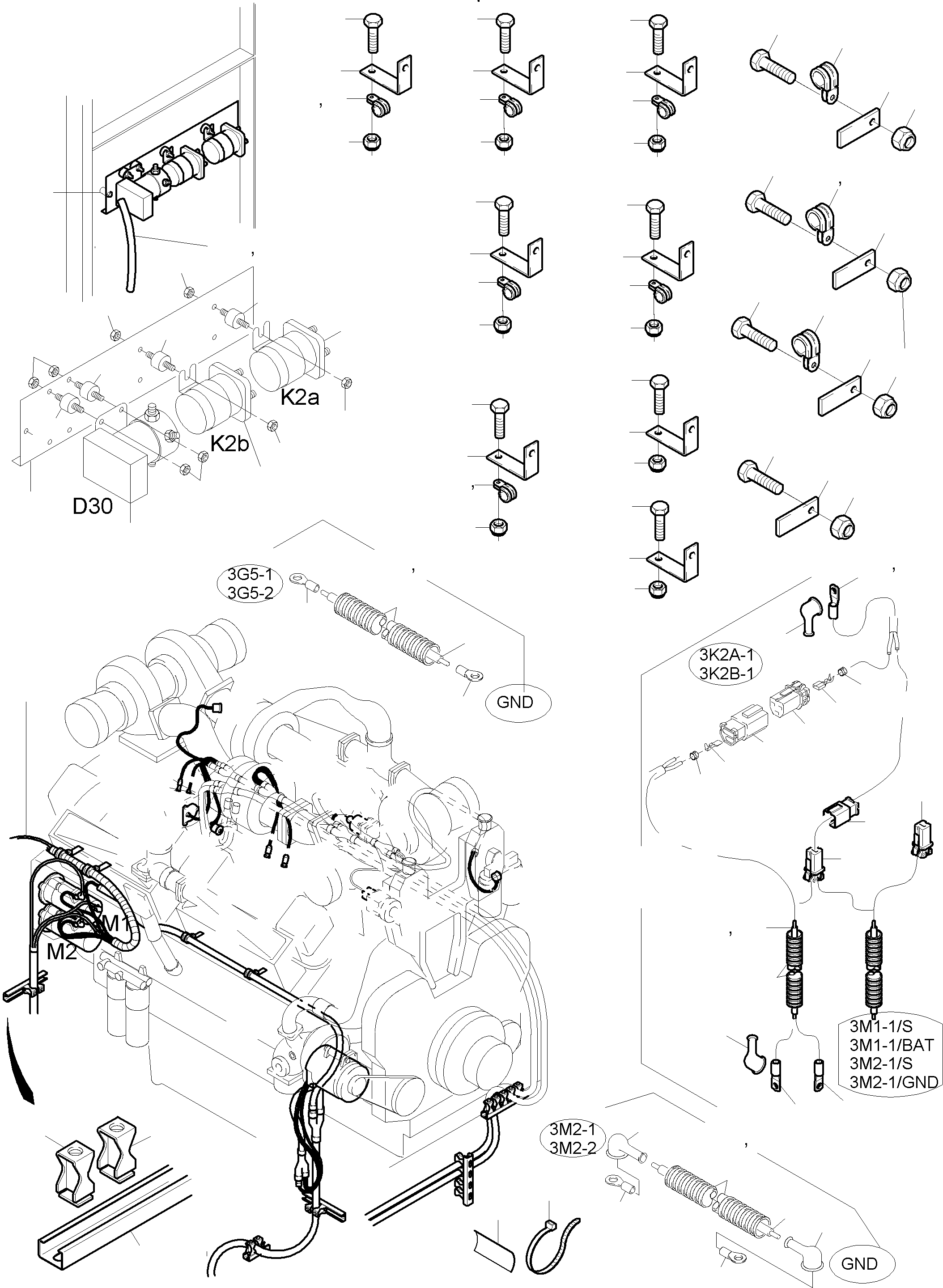 Komatsu parts book diagram for PC5500-6 S/N 15049: CABLES - ENGINE AND TRANSMITTER