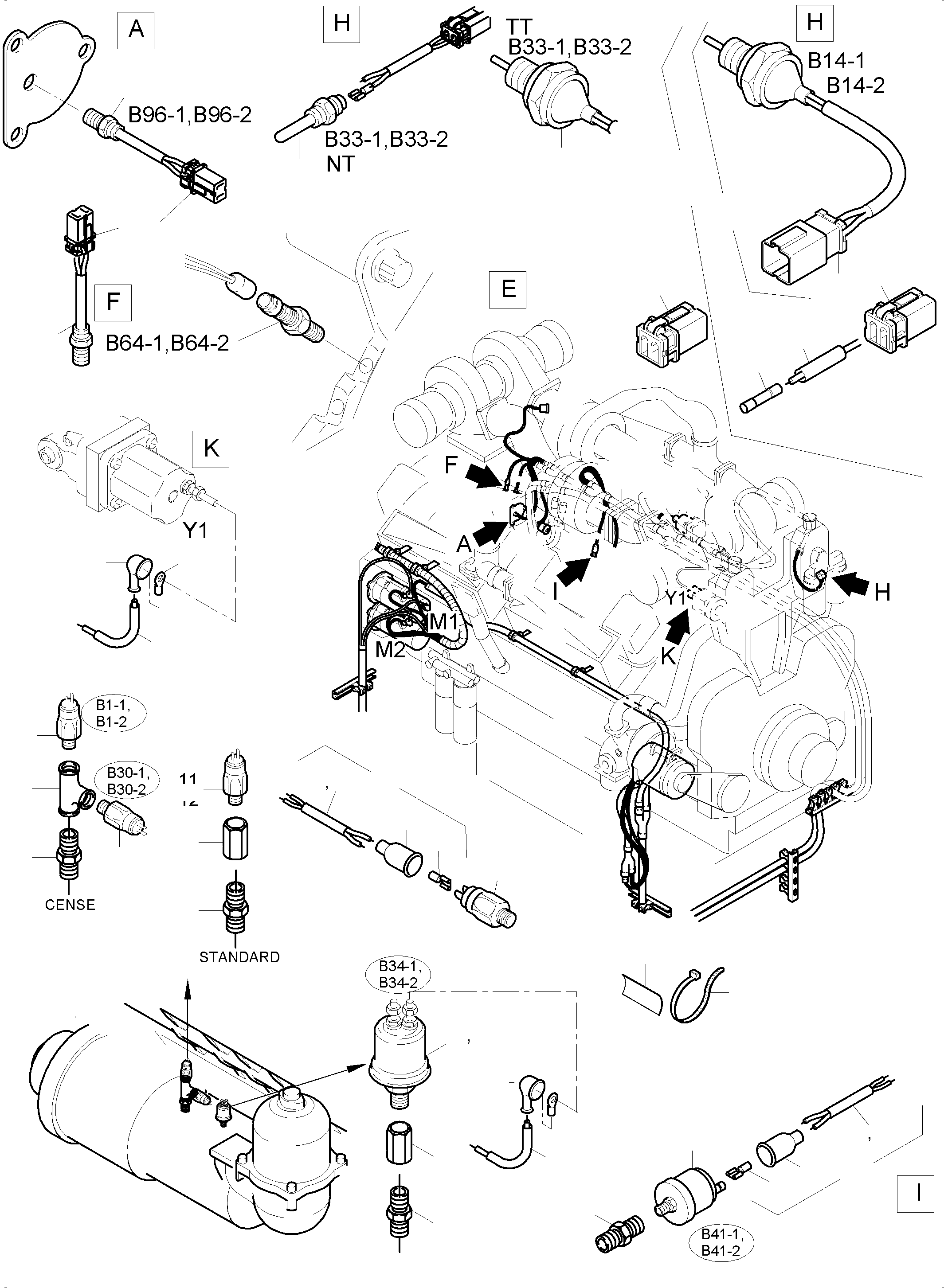Komatsu parts book diagram for PC5500-6 S/N 15049: CABLES - ENGINE AND TRANSMITTER