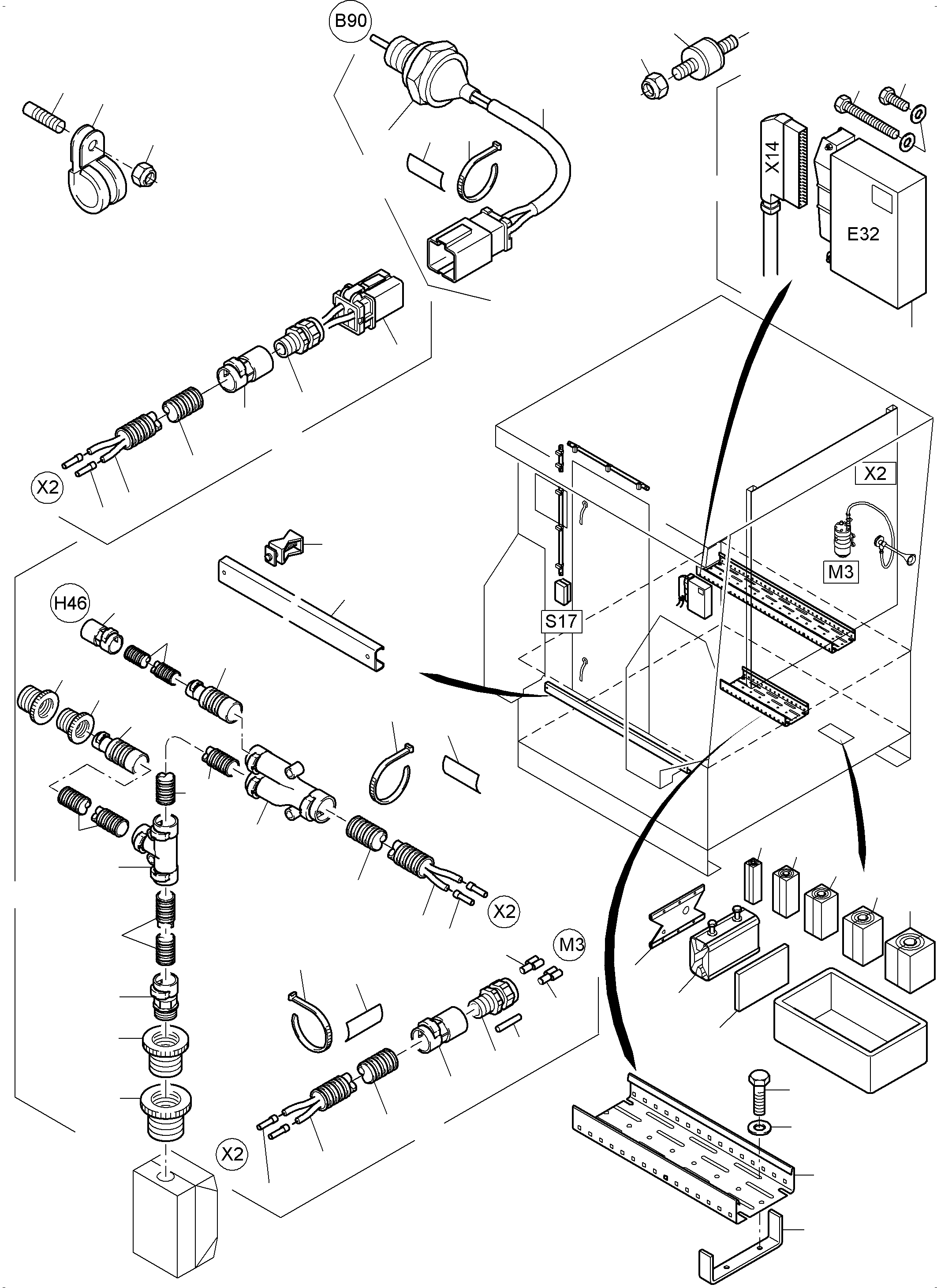 Komatsu parts book diagram for PC5500-6 S/N 15049: ELECTRIC - CAB SUPPORT
