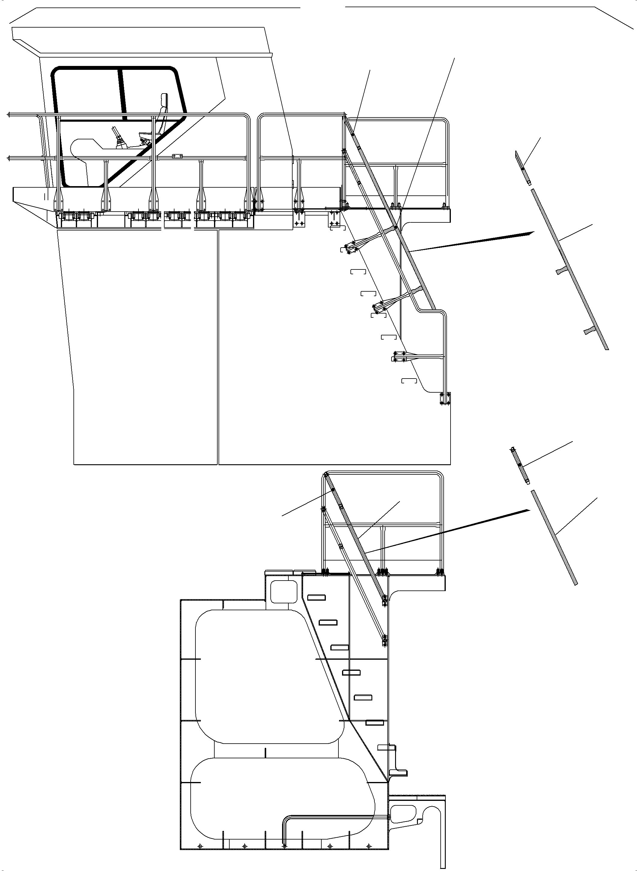 Komatsu parts book diagram for PC5500-6 S/N 15056: MODIFICATION HAND RAIL