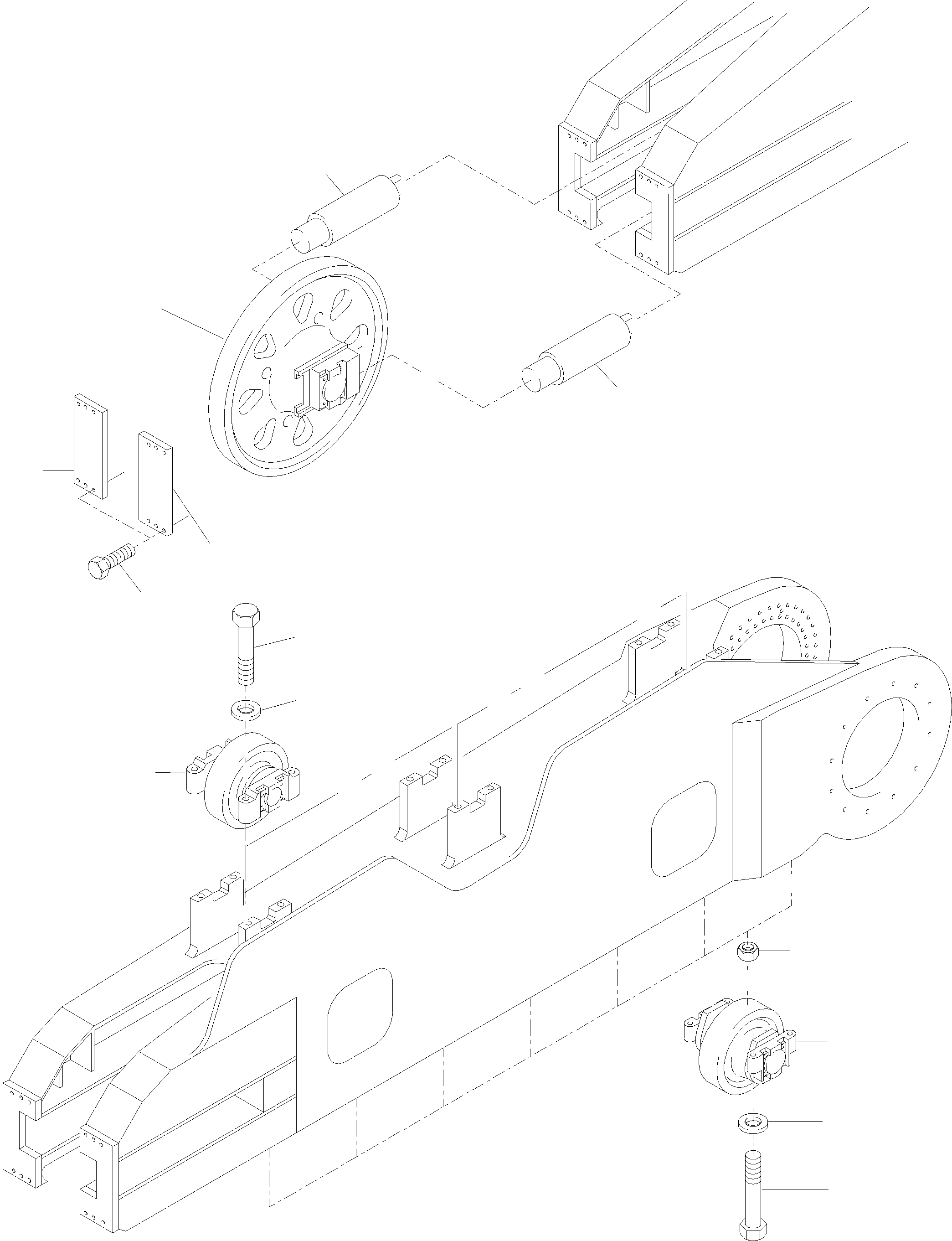 Komatsu parts book diagram for PC5500-6 S/N 15056: TRACK GROUP - IDLER PROTECTION