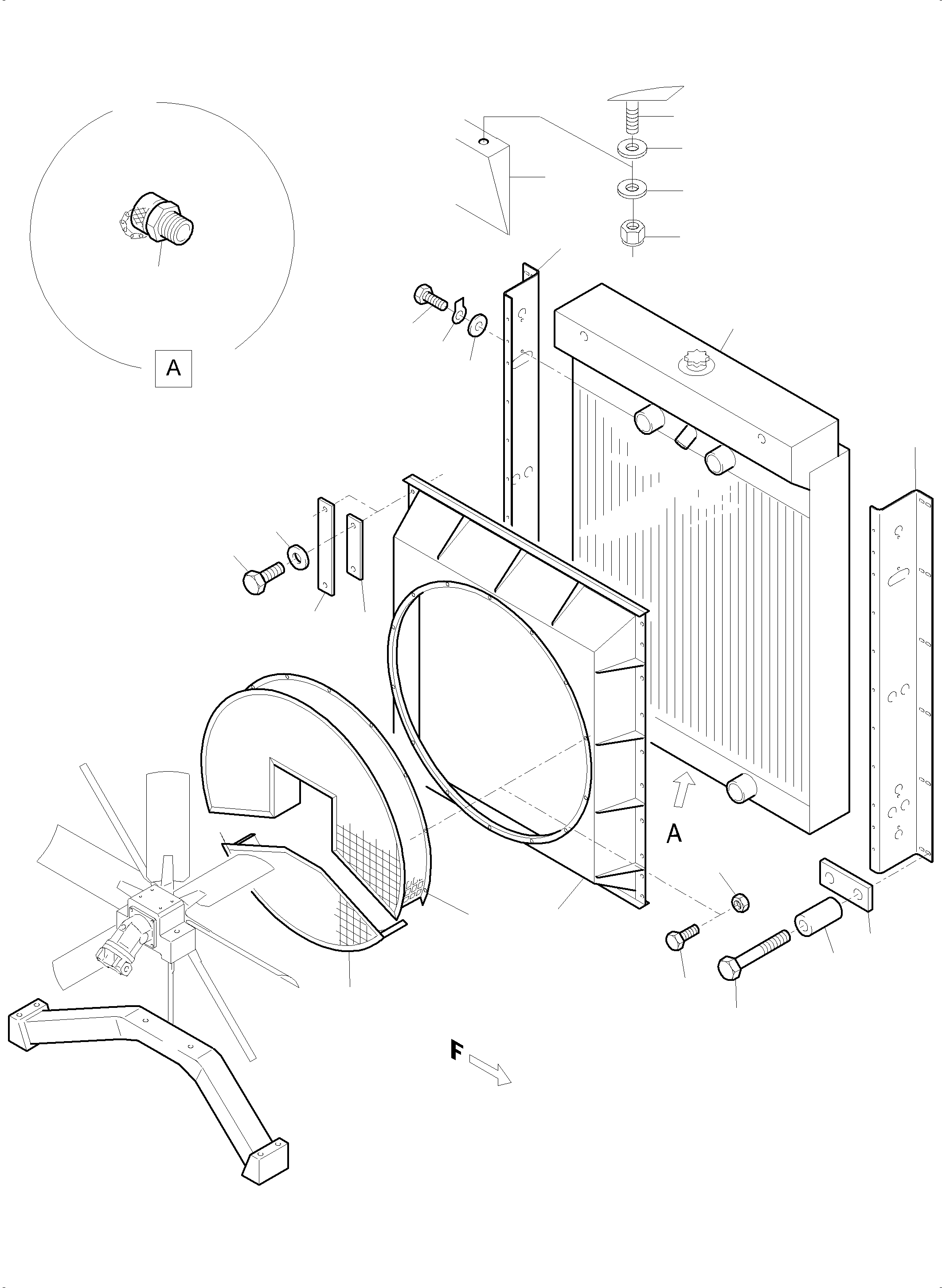 Komatsu parts book diagram for PC5500-6 S/N 15056: RADIATOR - MOUNTING