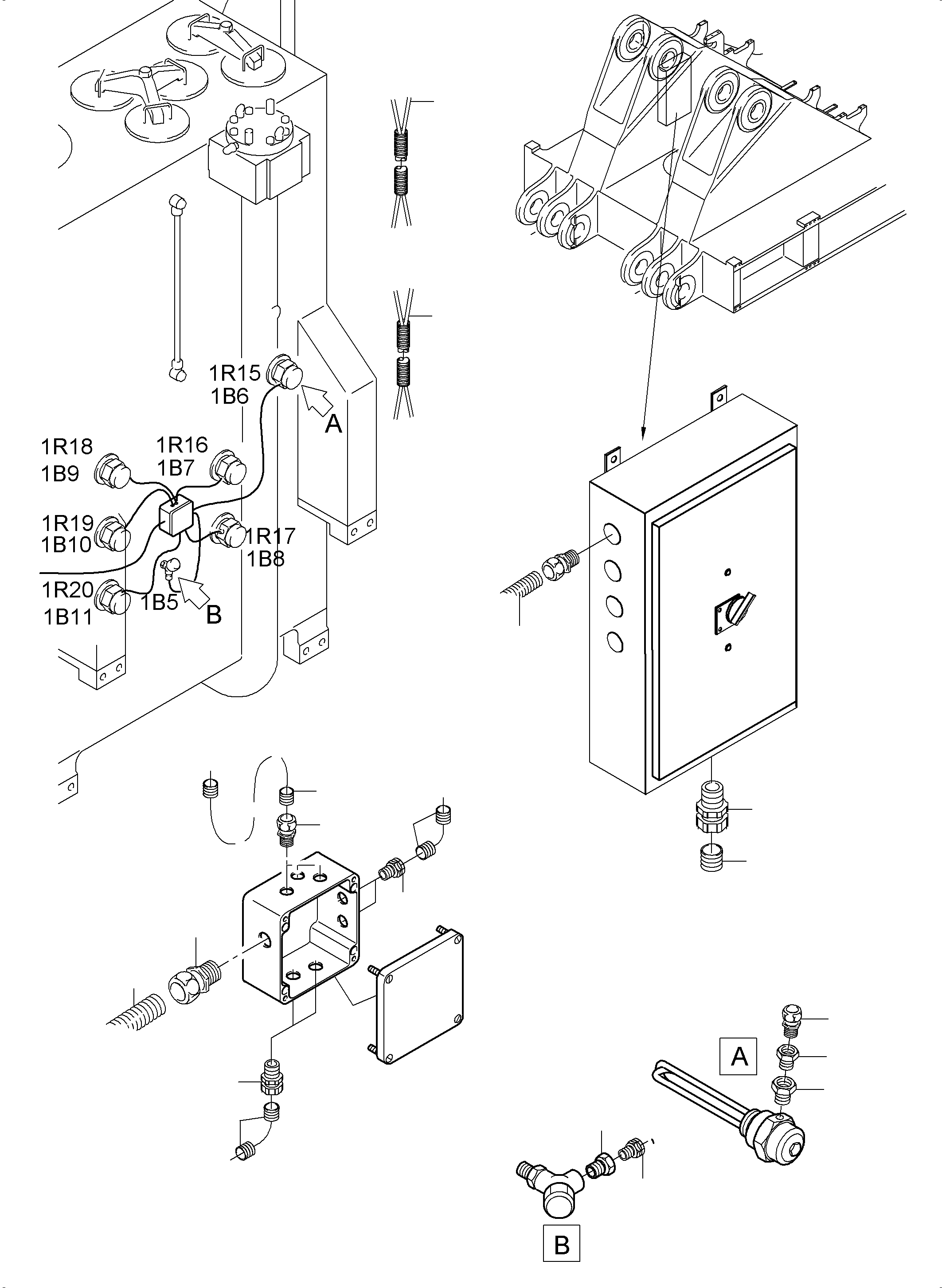 Komatsu parts book diagram for PC5500-6 S/N 15056: CABLES-TEMPERATURE CONDITIONING