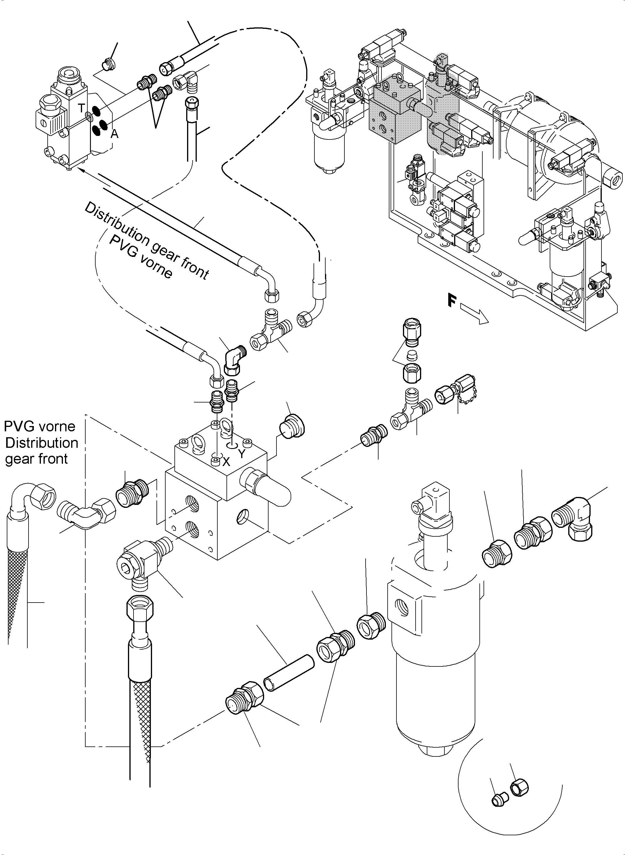 Komatsu parts book diagram for PC5500-6 S/N 15056: PIPES - CONTROL- AND FILTER PLATE