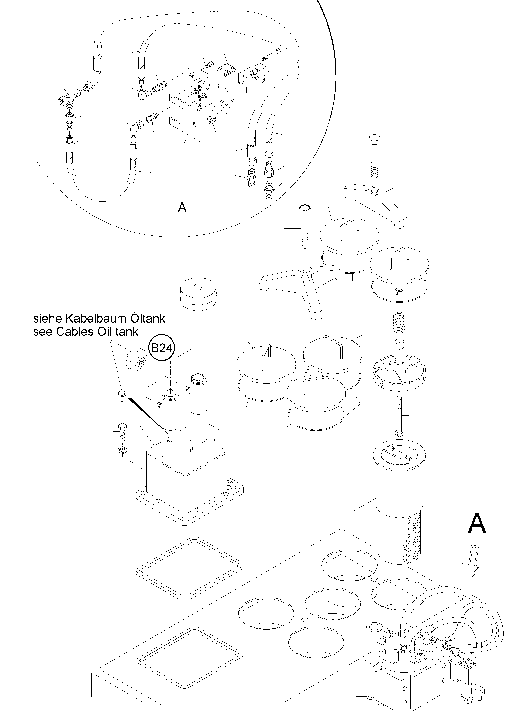 Komatsu parts book diagram for PC5500-6 S/N 15056: MAIN OIL TANK