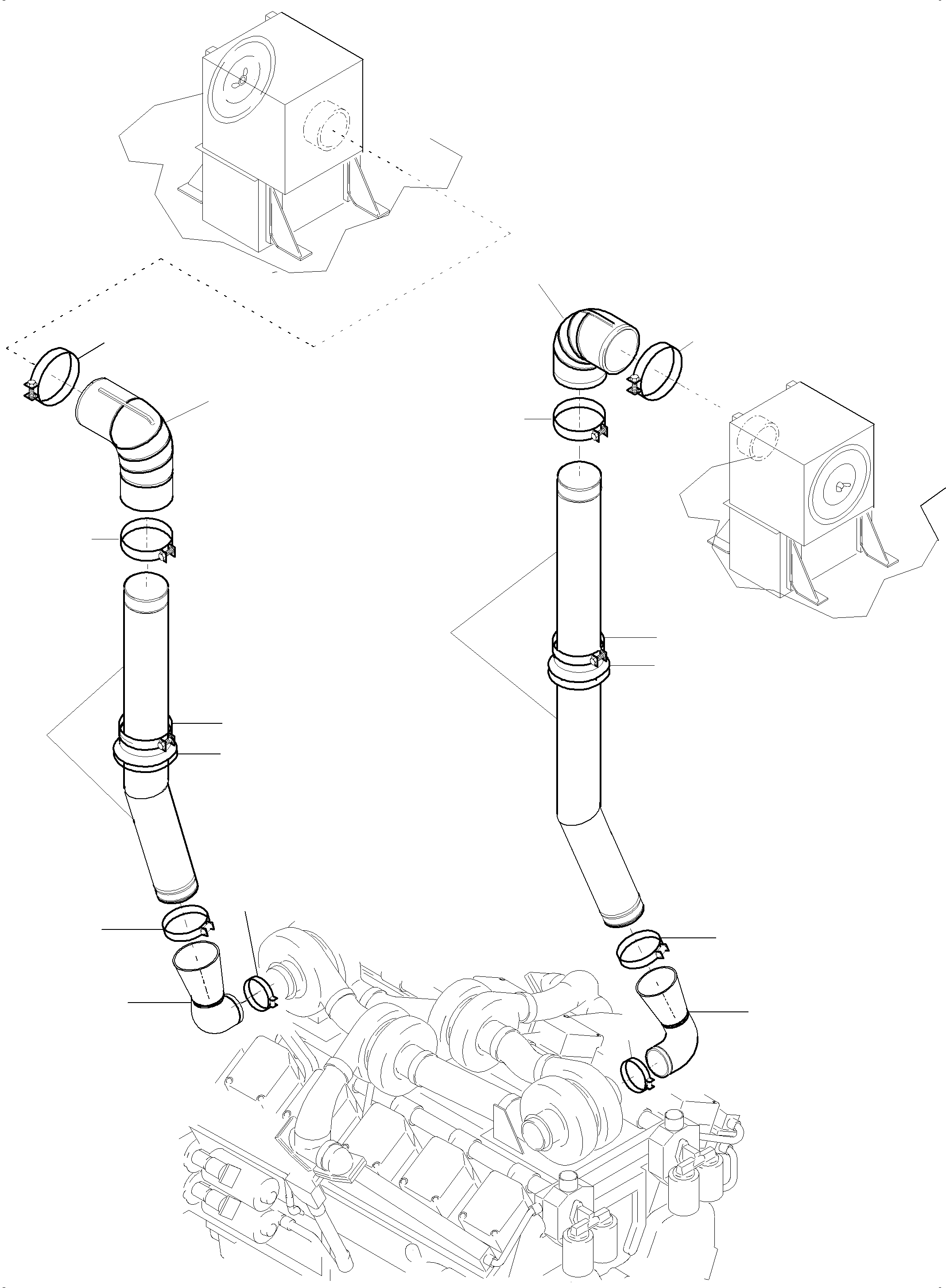 Komatsu parts book diagram for PC5500-6 S/N 15056: ENGINE AIR INTAKE LINES