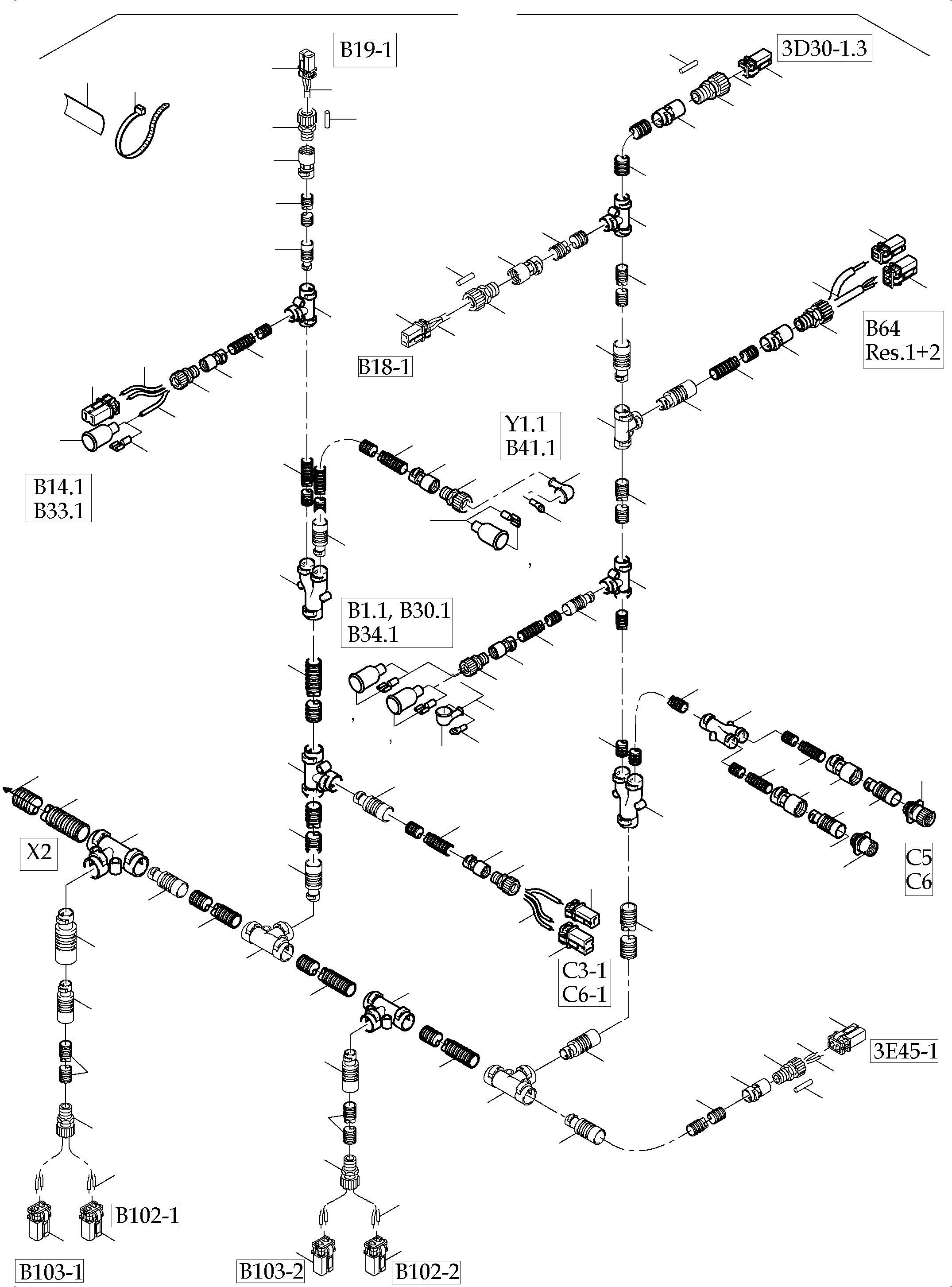Komatsu parts book diagram for PC5500-6 S/N 15056: CABLES - ENGINE AND TRANSMITTER