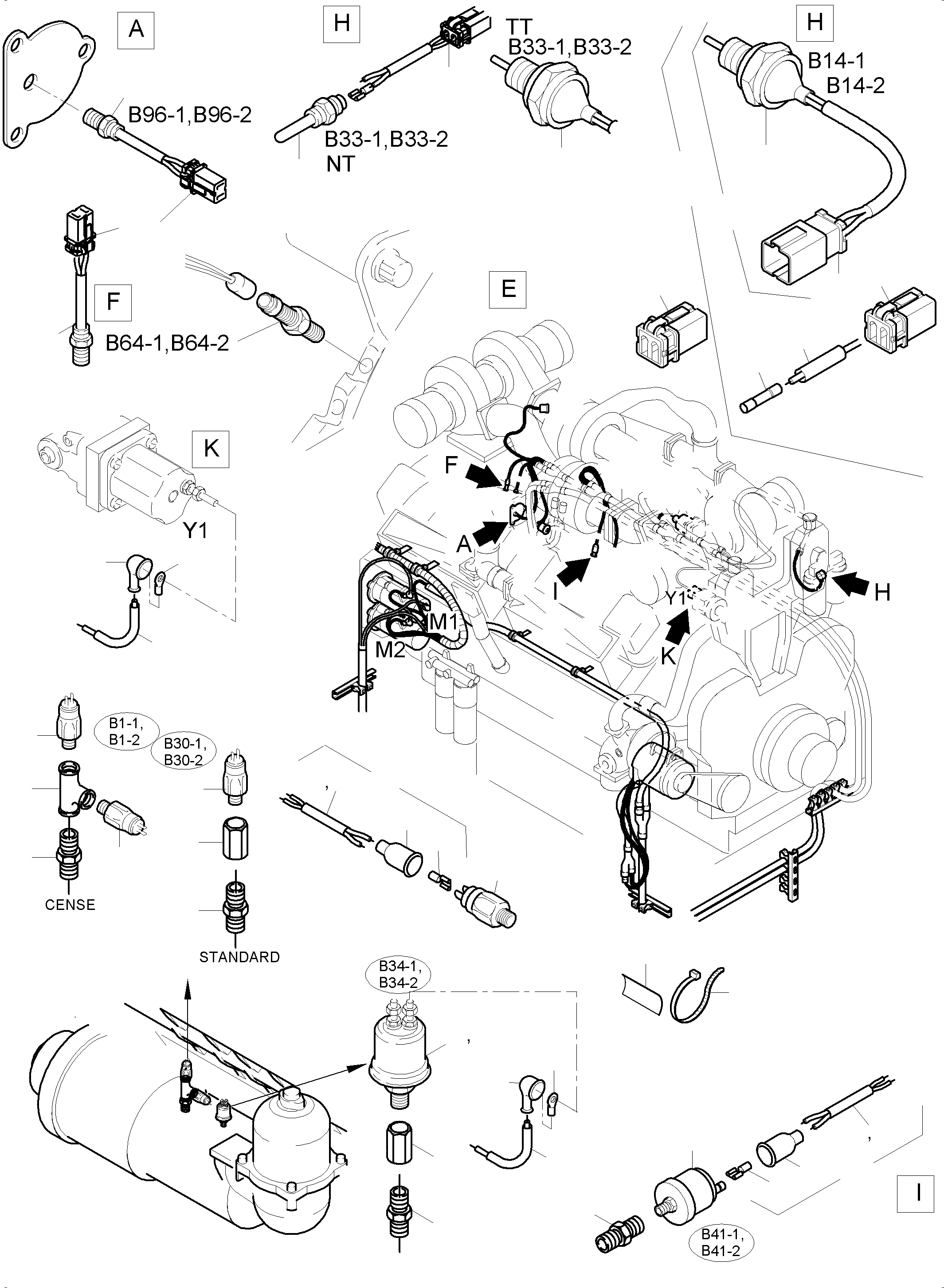 Komatsu parts book diagram for PC5500-6 S/N 15056: CABLES - ENGINE AND TRANSMITTER