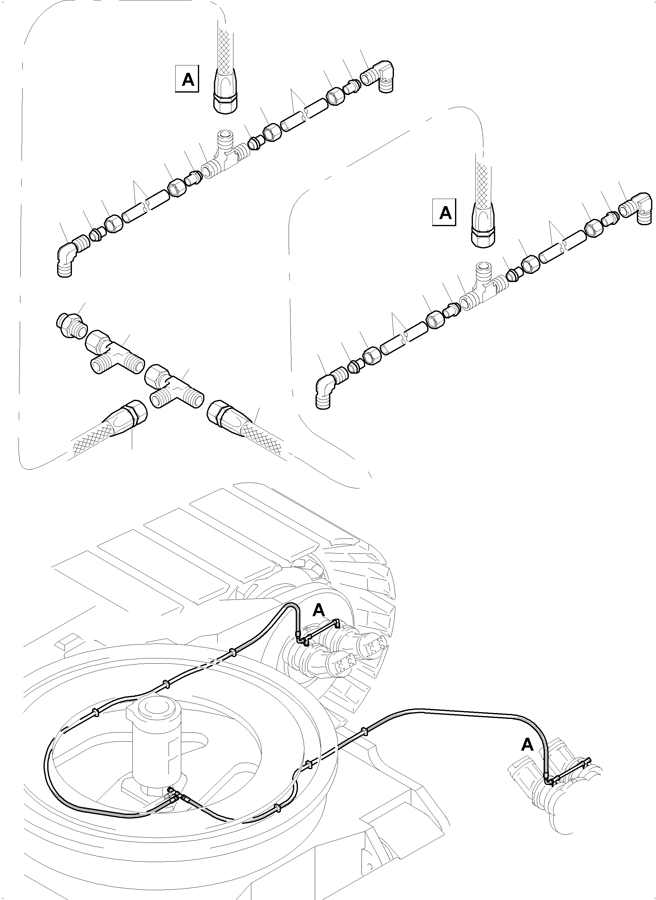 Komatsu parts book diagram for PC5500-6 S/N 15056: PIPING - PARKING BRAKE. BREATHER HOSES